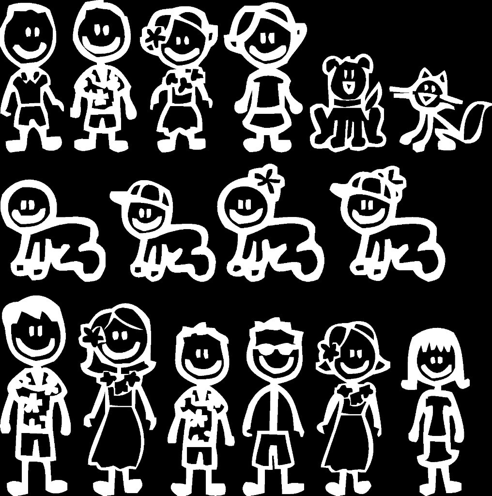 Set of 16 Stick Family Group B Vinyl Decal Sticker Car Window Wall