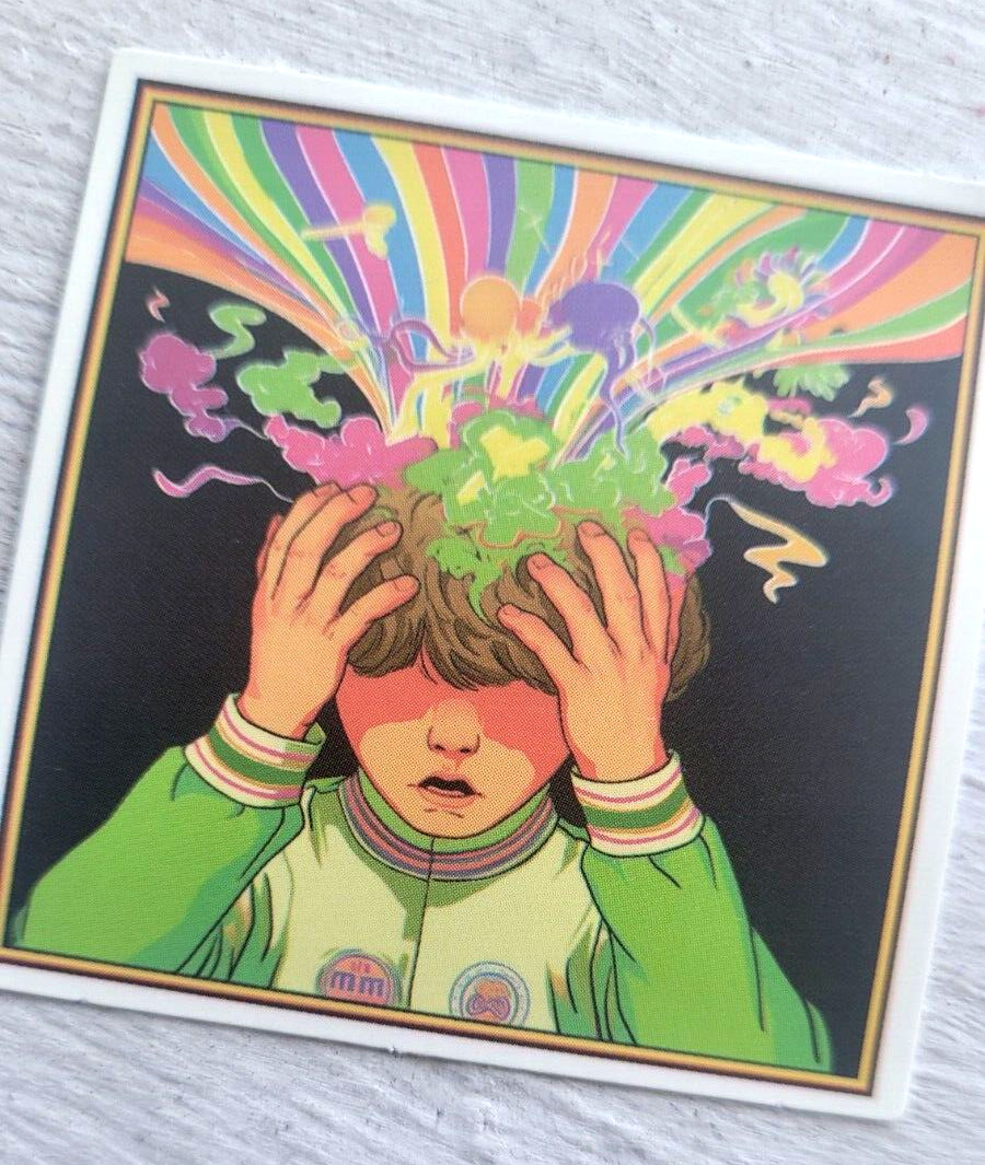 Haunted Active Spirit Creepy Crazy Boy Going Mad Mind Rainbow Sticker 1 Pc
