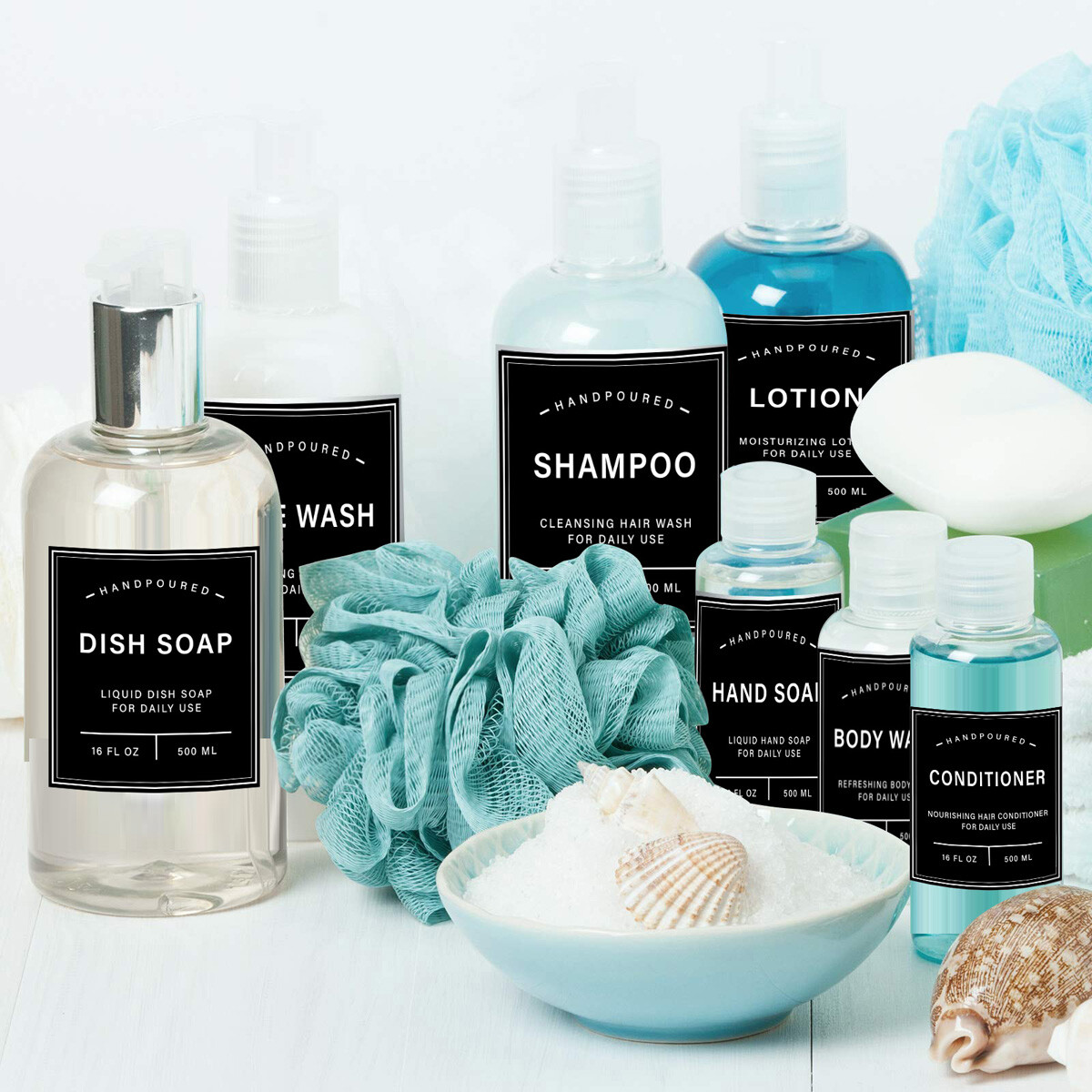 Shampoo Bottle Label Sticker Waterproof Body Wash Lotion Hand Dish Soap Decal