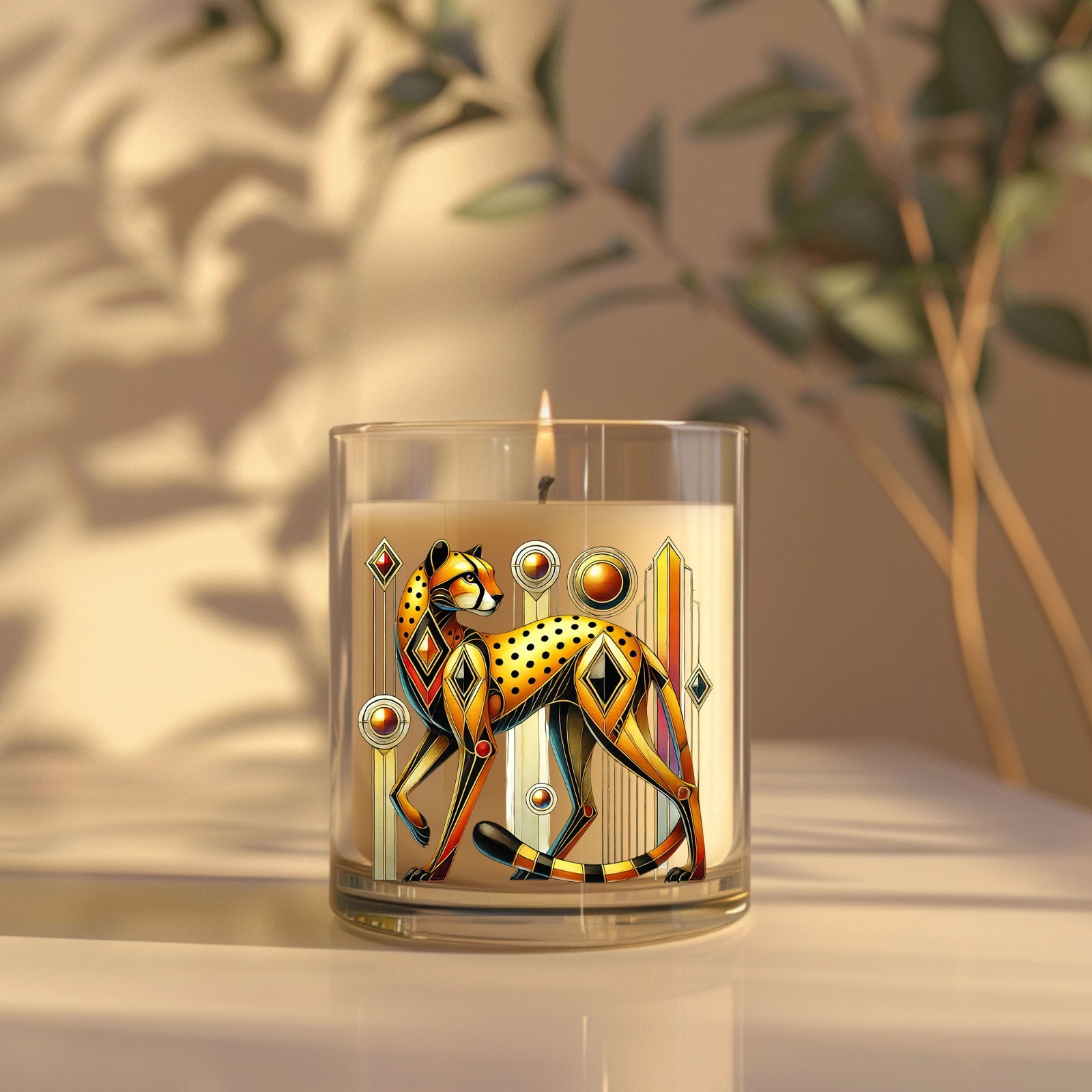 Art Deco Leopard UV DTF Transparent Sticker / Decal