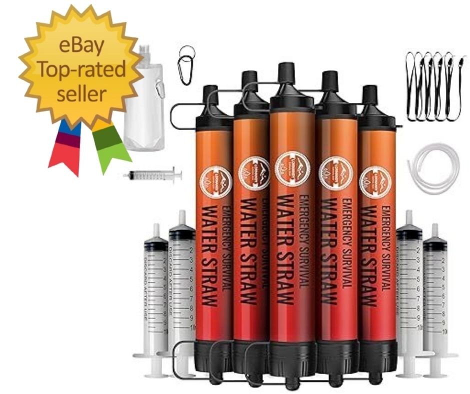 Straw Water Filter 5 Pack – Outdoor Camping & Hiking Survival Gear Kit for Famil