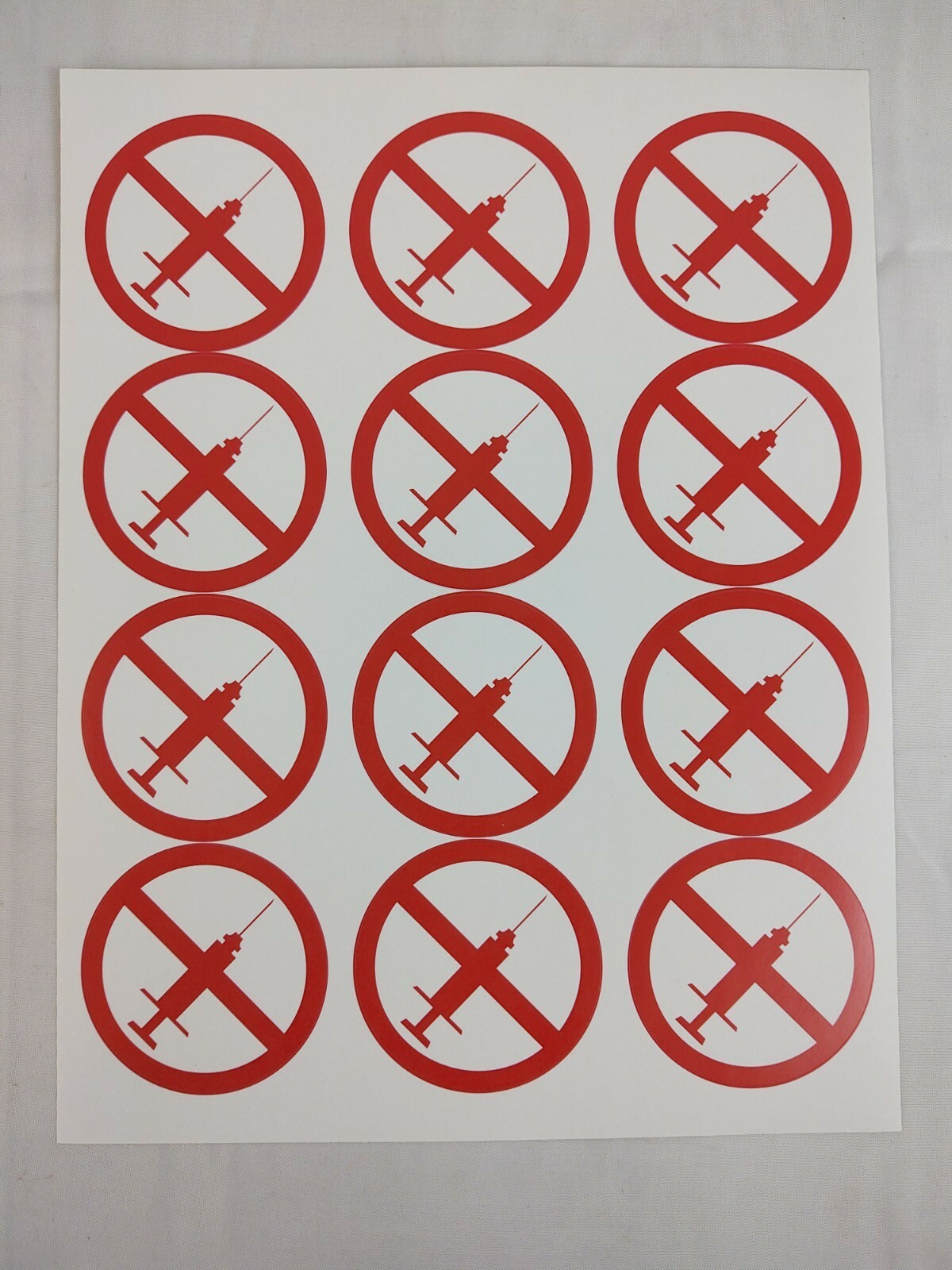 No Syringe Needles Round Trash Can Receptacle Stickers New Sheet Of 12 Stickers