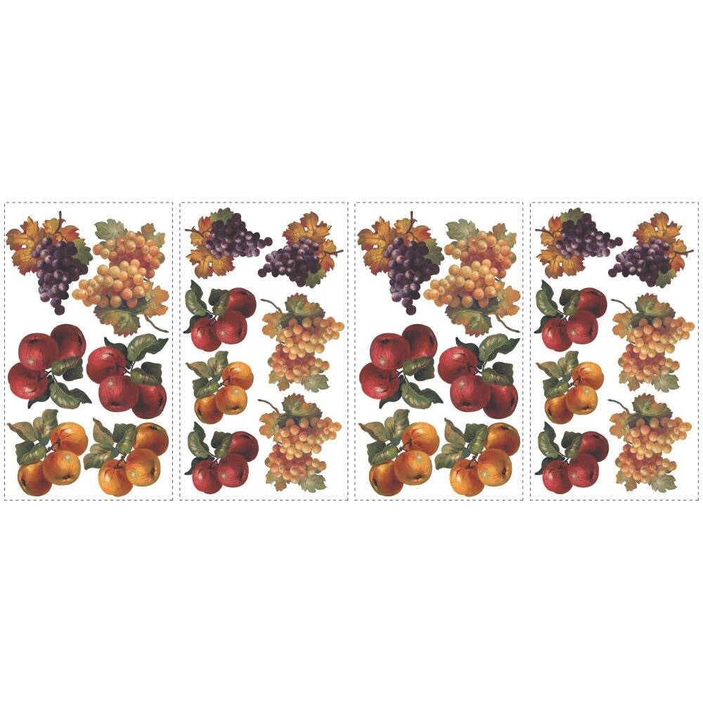 FRUIT HARVEST wall stickers 26 colorful decals APPLES & GRAPES kitchen decor New