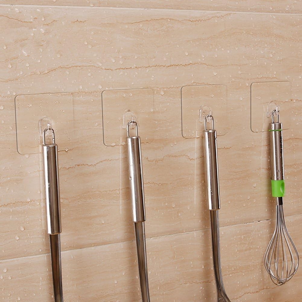 Hawsam 8PCS Clear Adhesive Sticky Wall Hooks,No Drilling Strong 8Pcs