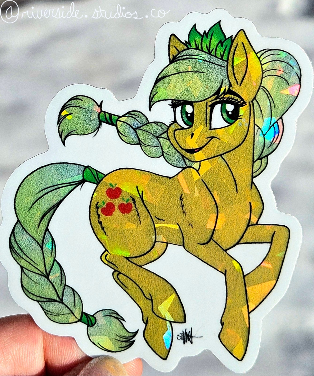 Crystal Applejack Vinyl Holo Sticker 3" Original Art My Little Pony