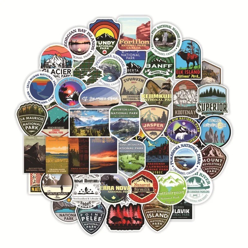 10 Random Canadian National Park Stickers Adventure Decals Laptop Free Shipping!