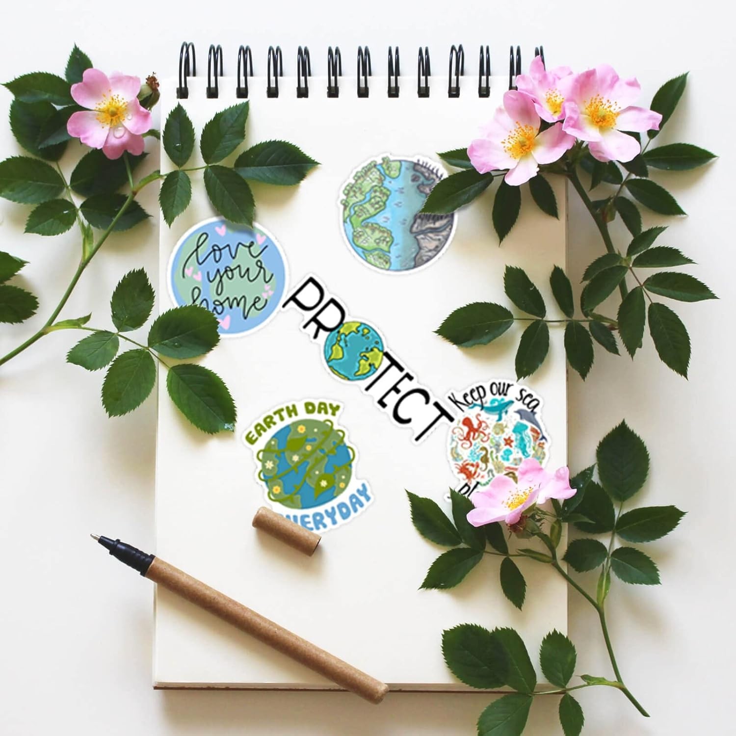 100PCS Earth Day Stickers, Environmental Protection Vinyl Waterproof Stickers fo