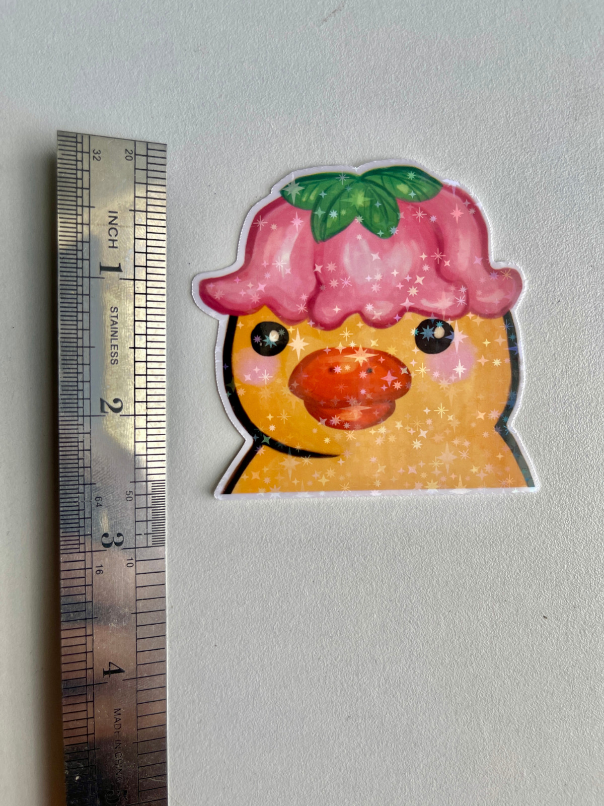 Flower Duck Sticker, Cute Vinyl Die Cut Sticker