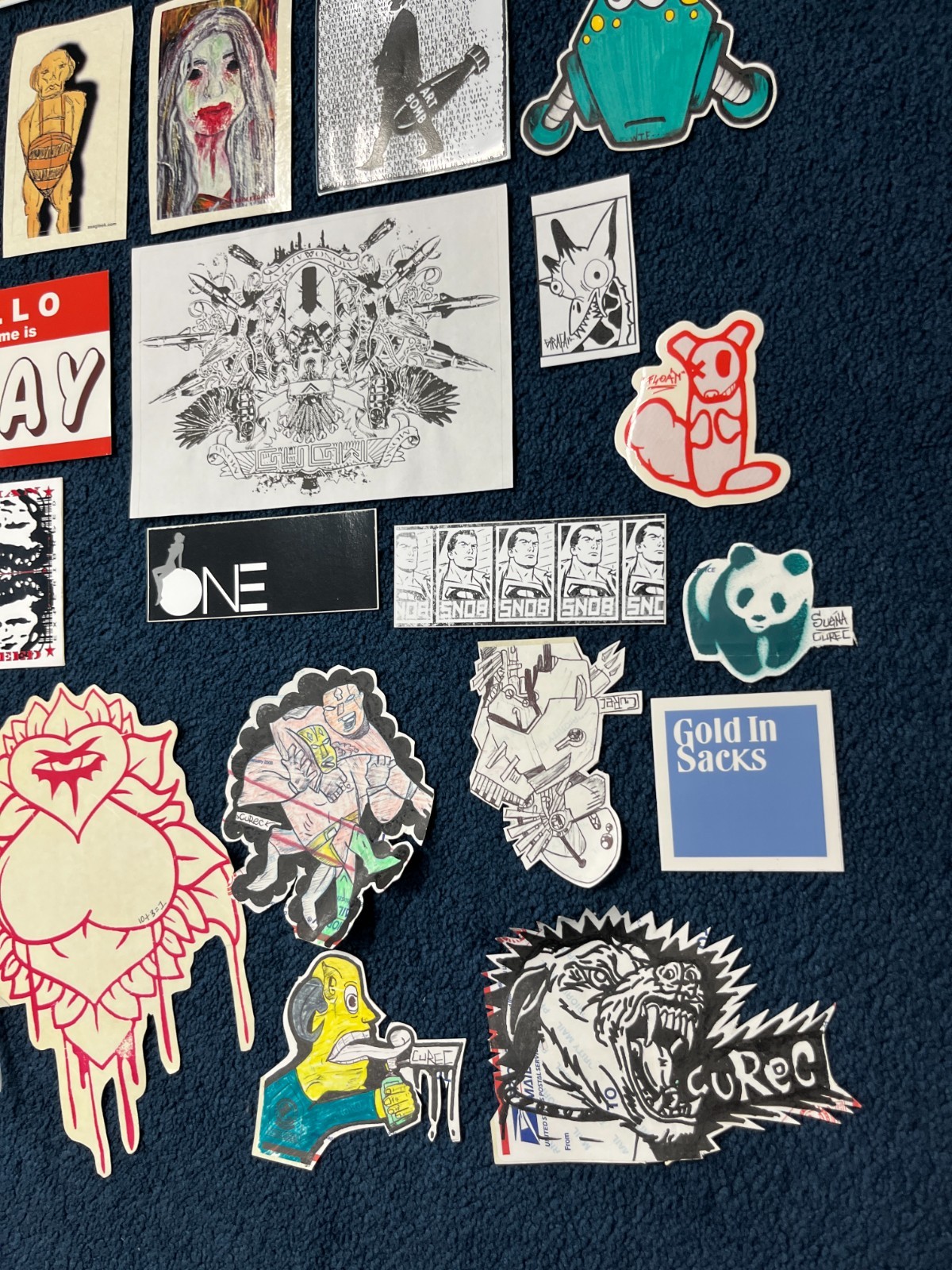 VTG Graffiti Street Art Sticker Lot Large 228 Vinyl Hand Drawn SNOB x27 1405
