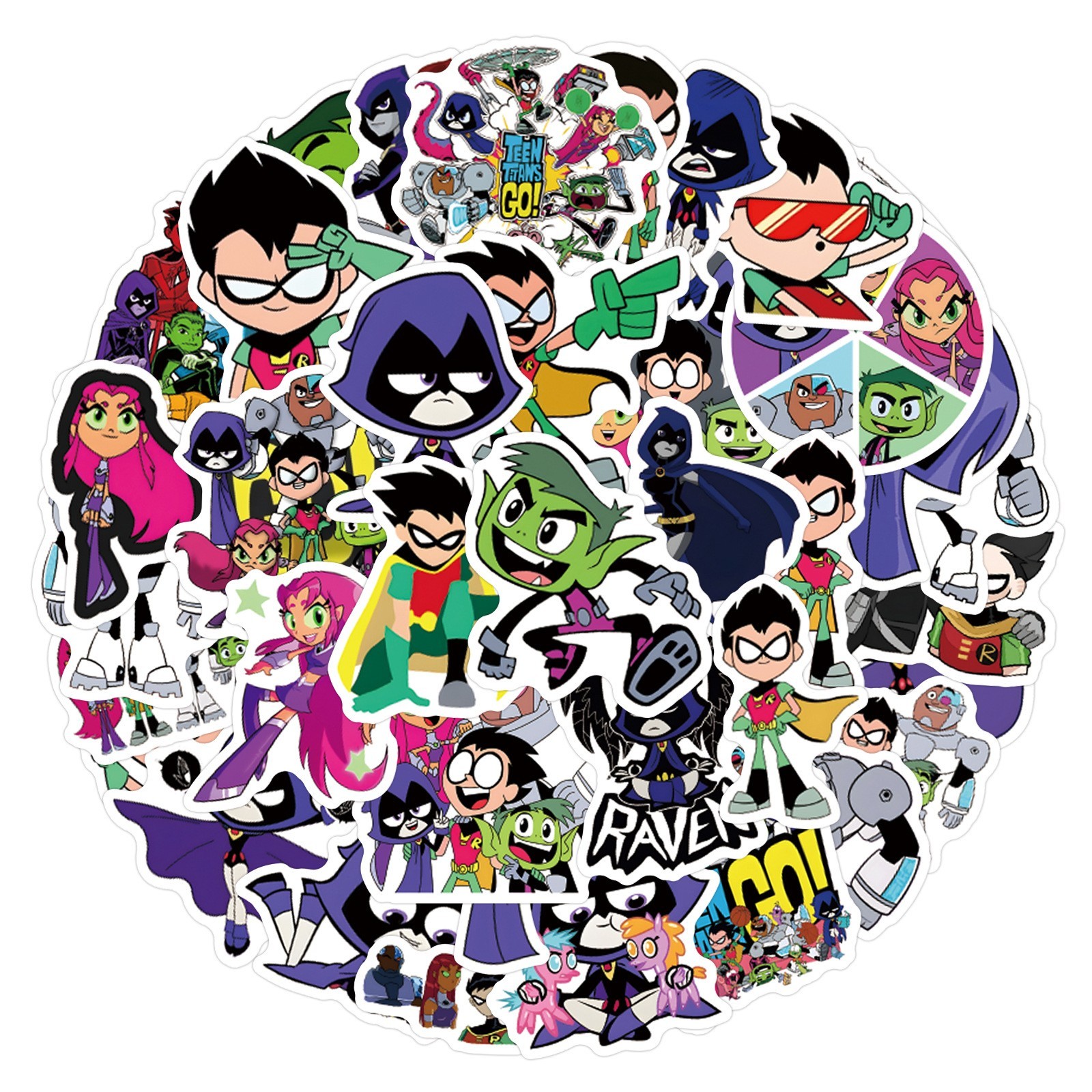 60PCS Teen Titans Stickers Waterproof PVC Vinyl Laptop Luggage Water Bottle Set