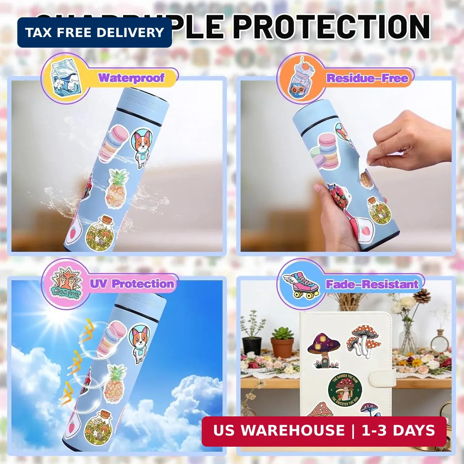 Arme 600 PCS Stickers Pack，Cute Colorful Waterproof Stickers，Vinyl Art Stickers.
