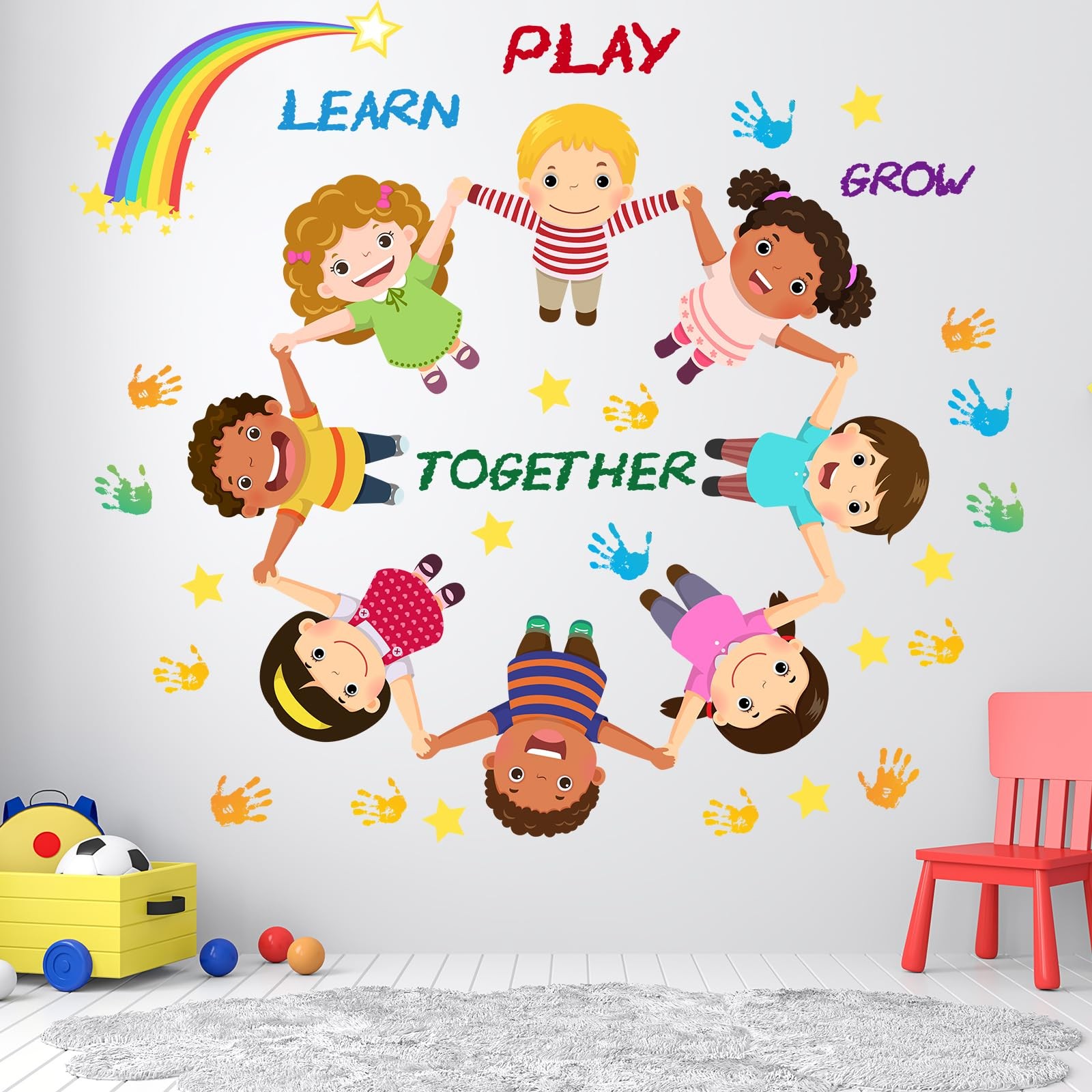 Peel and Stick Kids Wall Decals – Educational Rainbow & Diversity Stickers fo…
