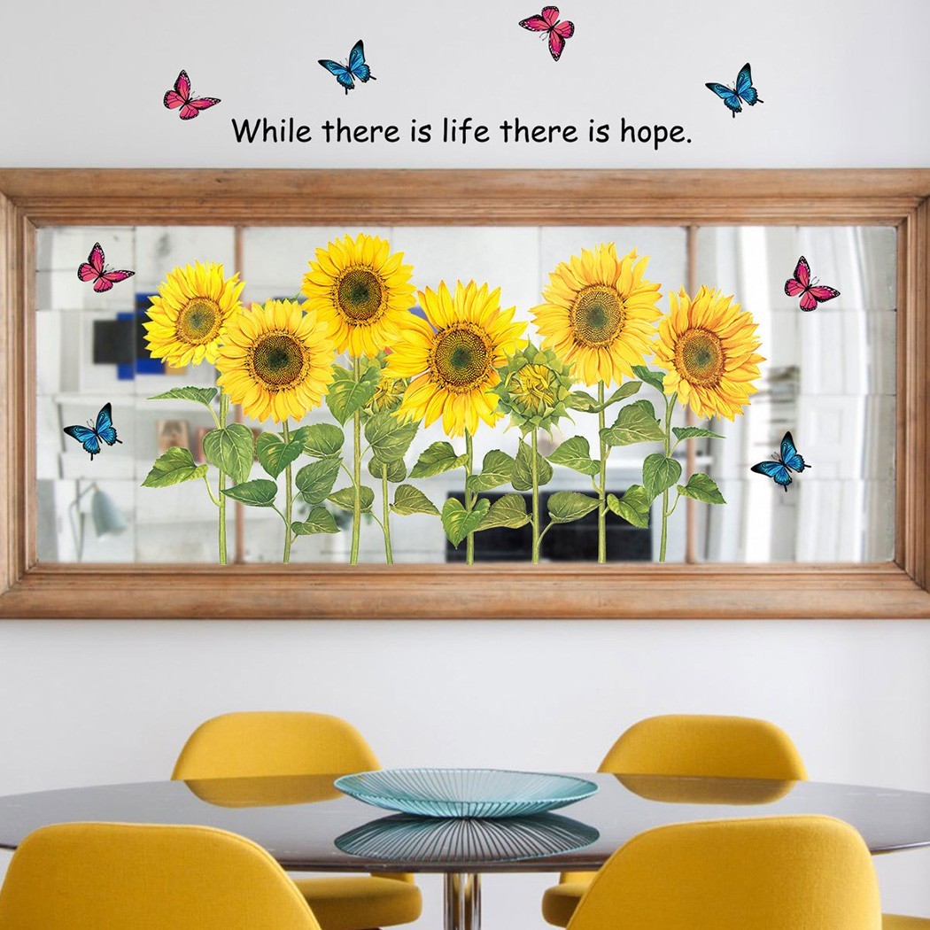 Fashionable Removable Sunflower Wall Sticker Flower Decor Waterproof Decals