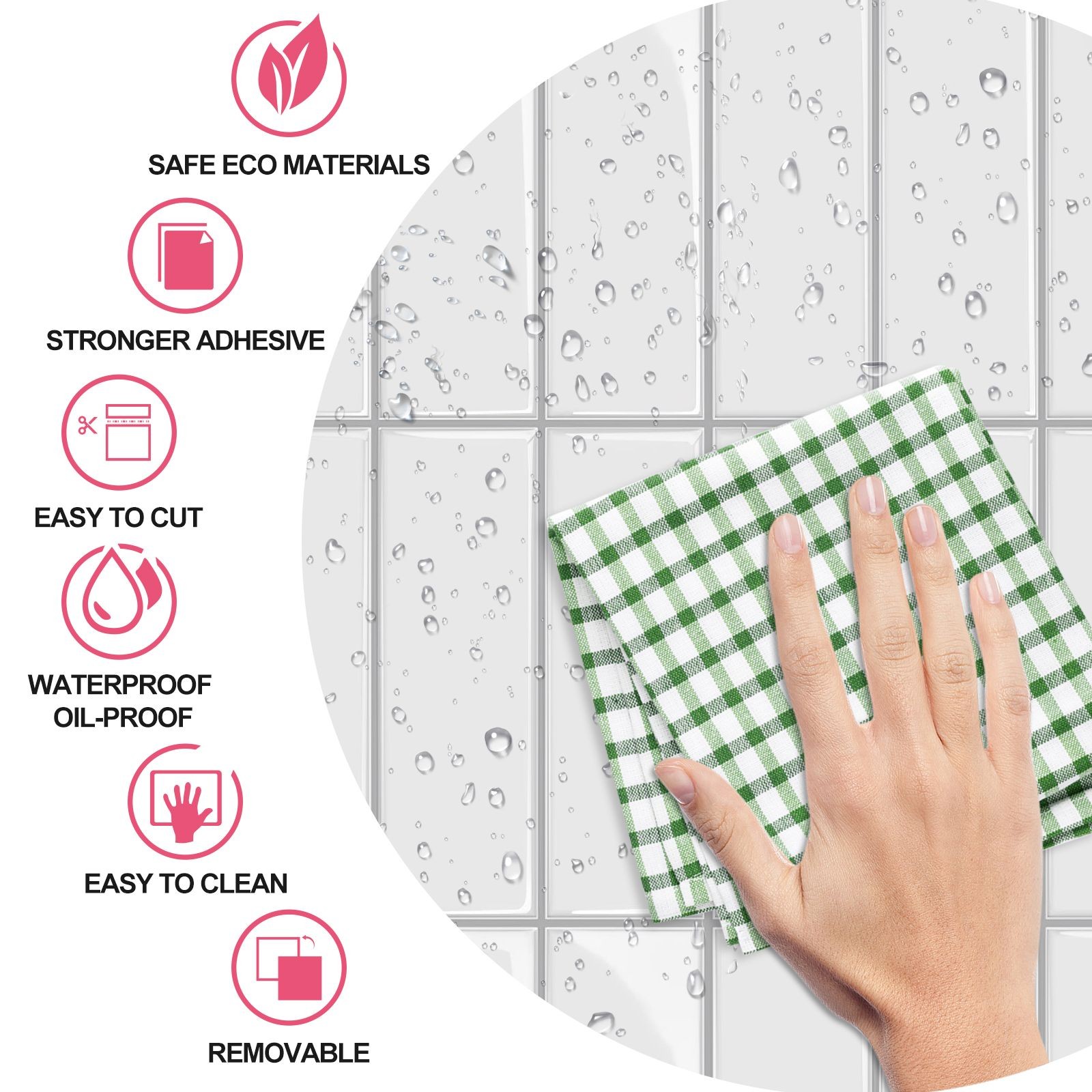 10 Pack 10" White 3D Wall Tiles PVC Self Adhesive Waterproof Kitchen Bathroom