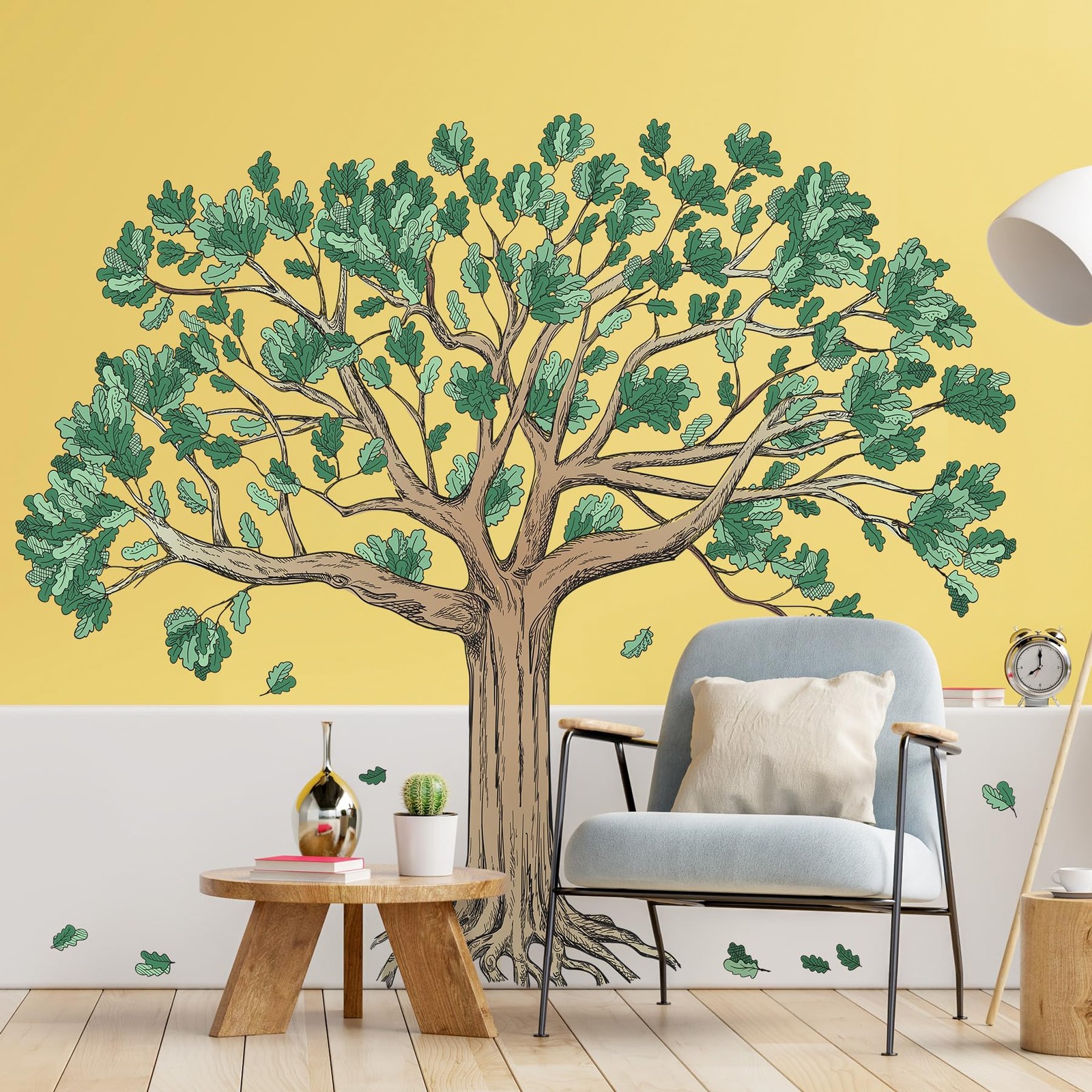 Amaonm Large Family Tree Wall Decals 4 Pack 12×36 Inch Brown Trees with Green…
