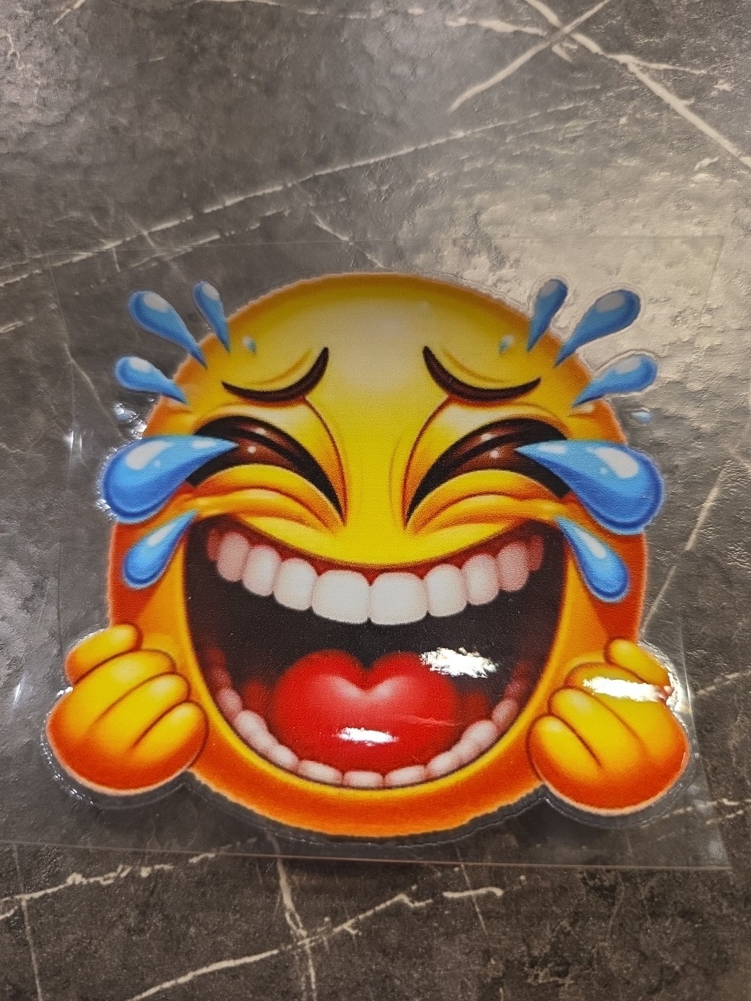 Laughing Cry Smiley Face Emoji Balled Fists UVDTF Decal Sticker Waterproof USA