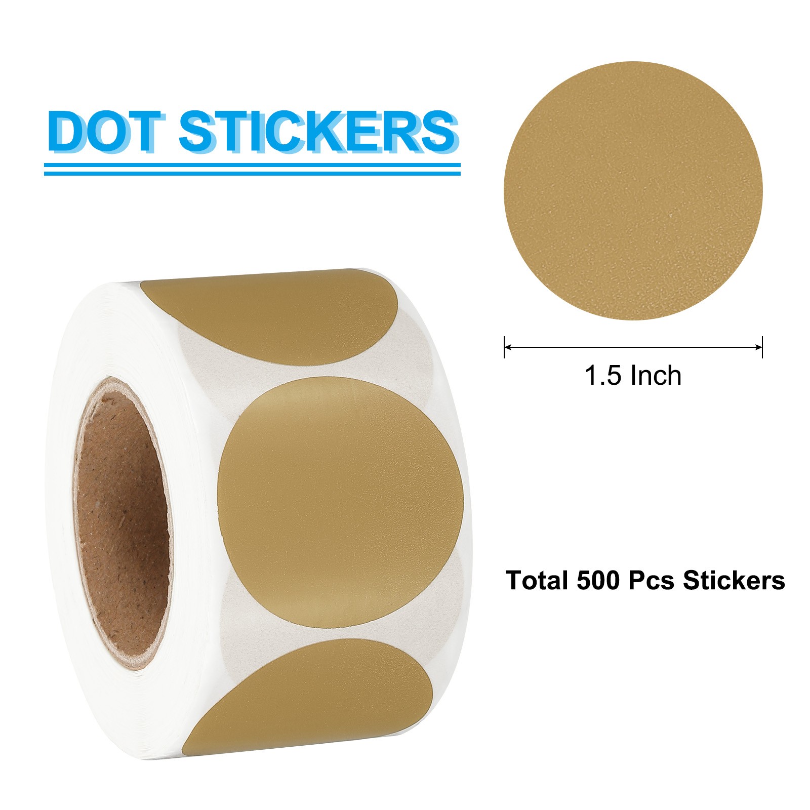1.5 Inch Round Thermal Label Stickers for Business, Brown (500Pcs)