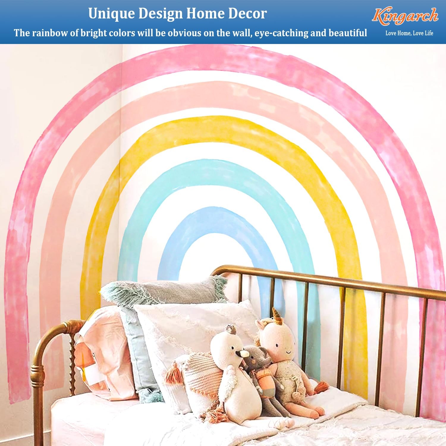 Large Rainbow Wall Decals, Colorful Peel and Stick Fabric Nursery Wall Decor,…