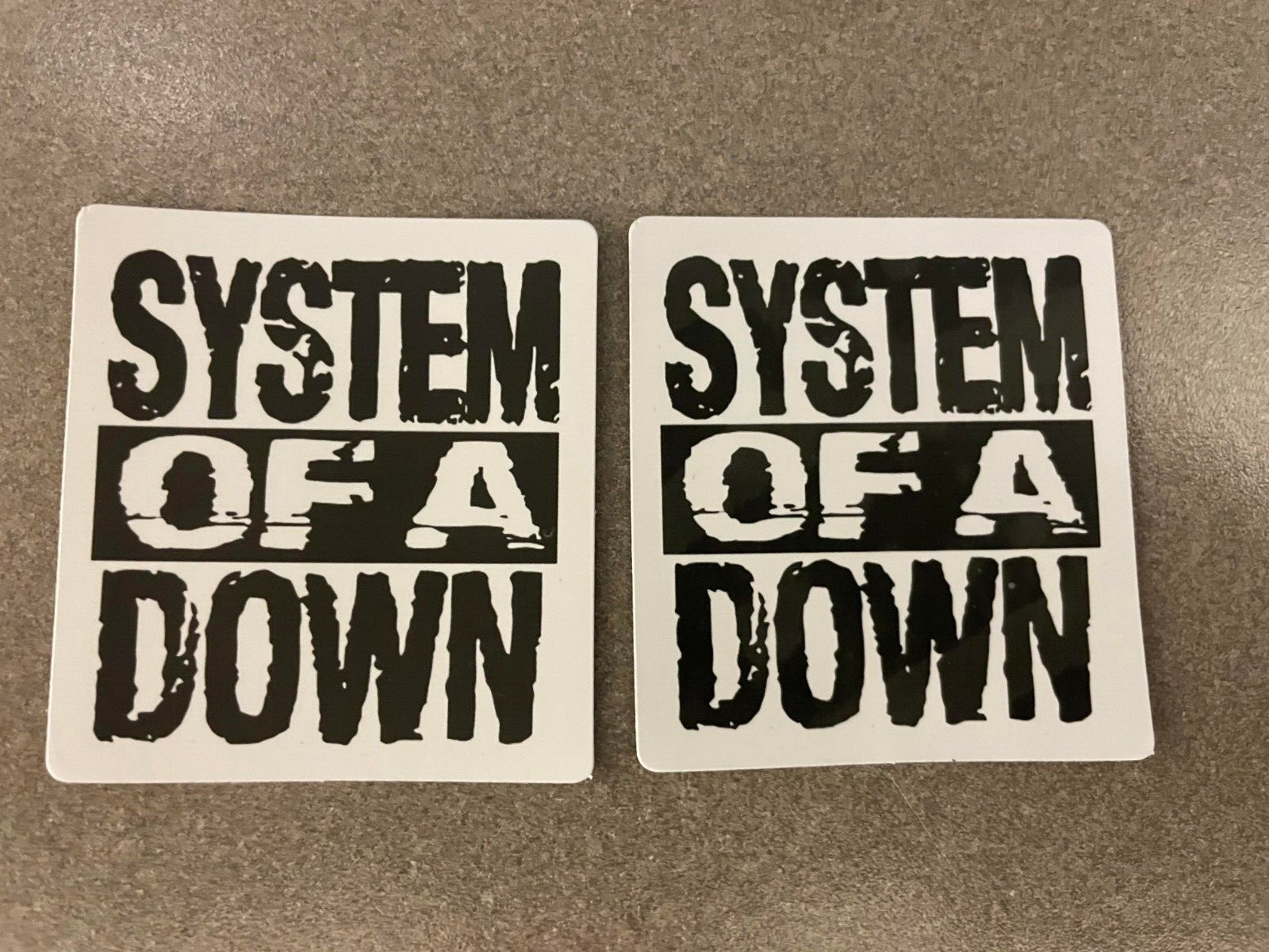 Lot (2) SYSTEM OF A DOWN 2" x 2 1/4" Band Logo STICKERS Black FAST! FREE SHIP!