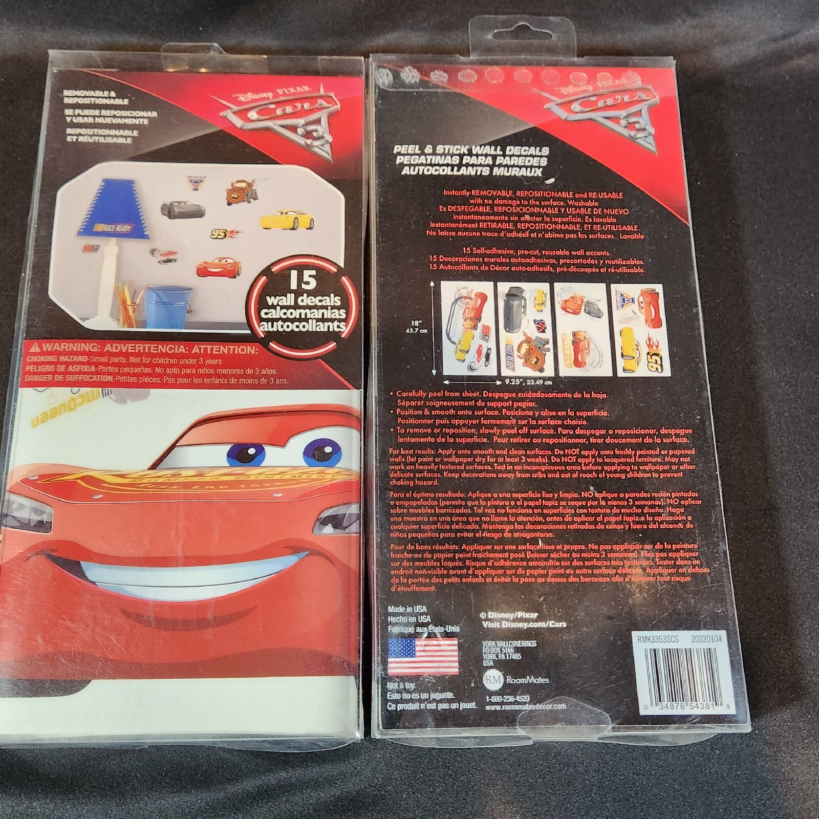 Disney Pixar Cars 3- 30 Peel & Stick Wall Decals RoomMates RMK3353SCS 2 Boxes
