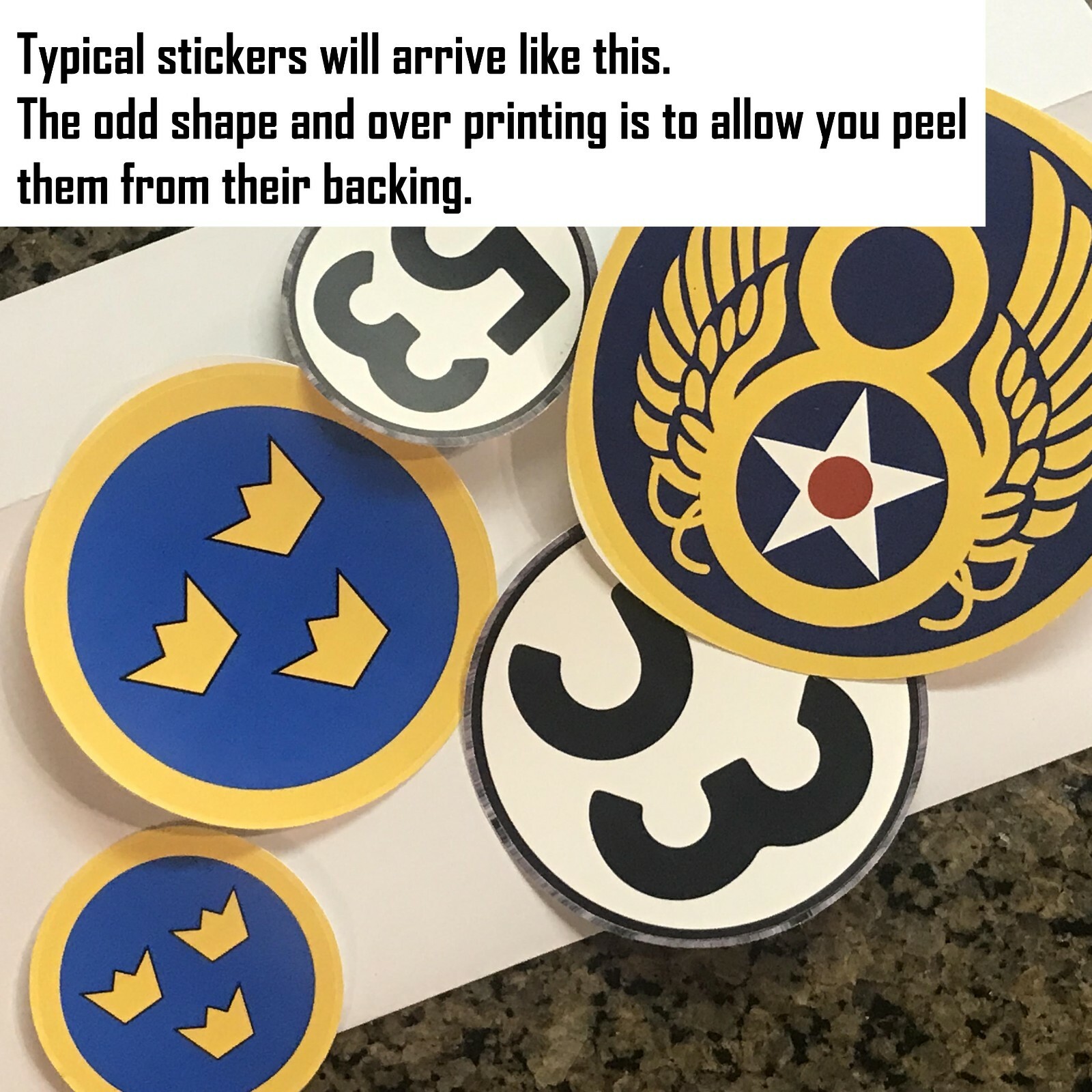 8 National Weather Service decals. 2×1"+2"+3"+4" stickers. US NWS Roundel