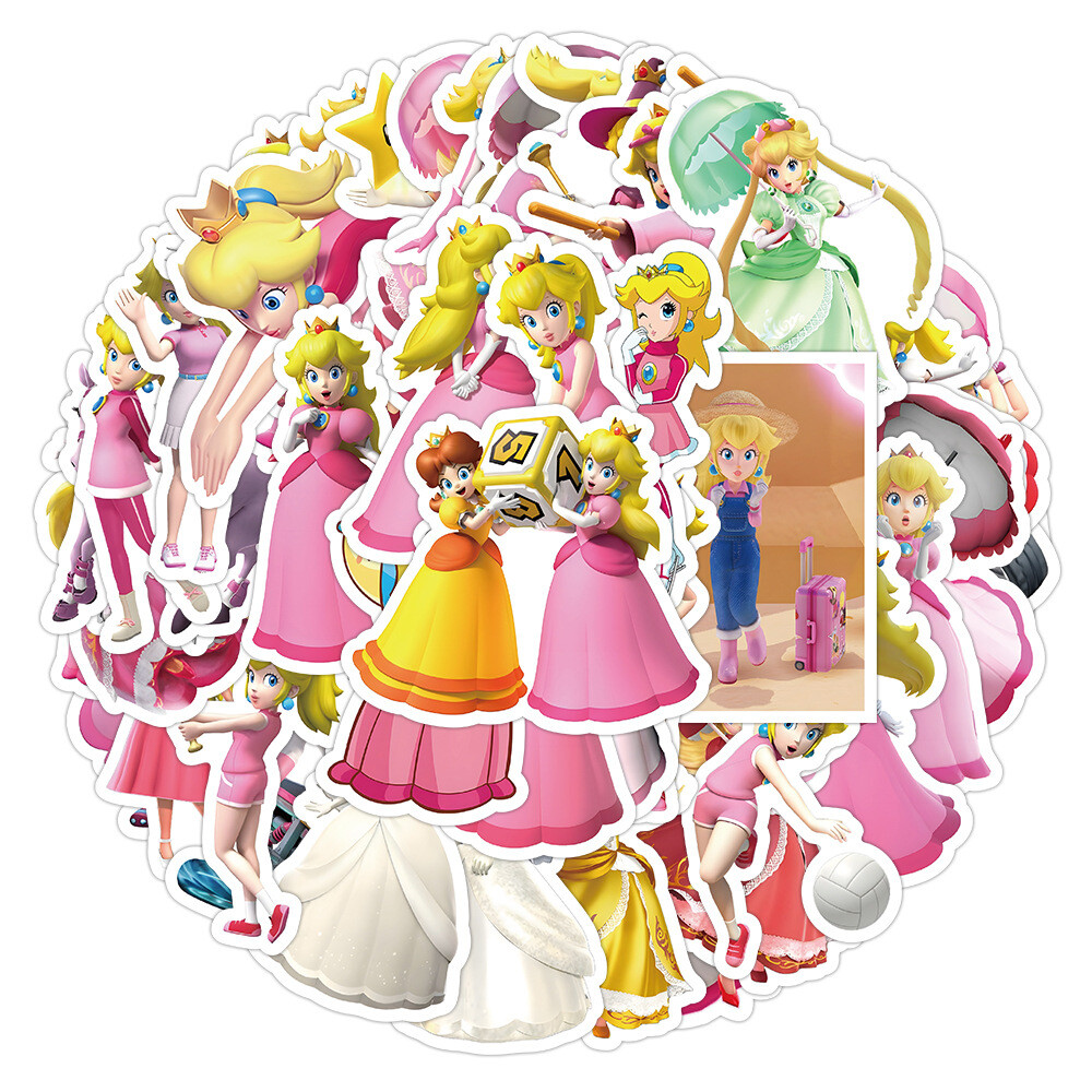 100Pcs Princess Peach Stickers for Kids Water Bottle Waterproof Scrapbooking
