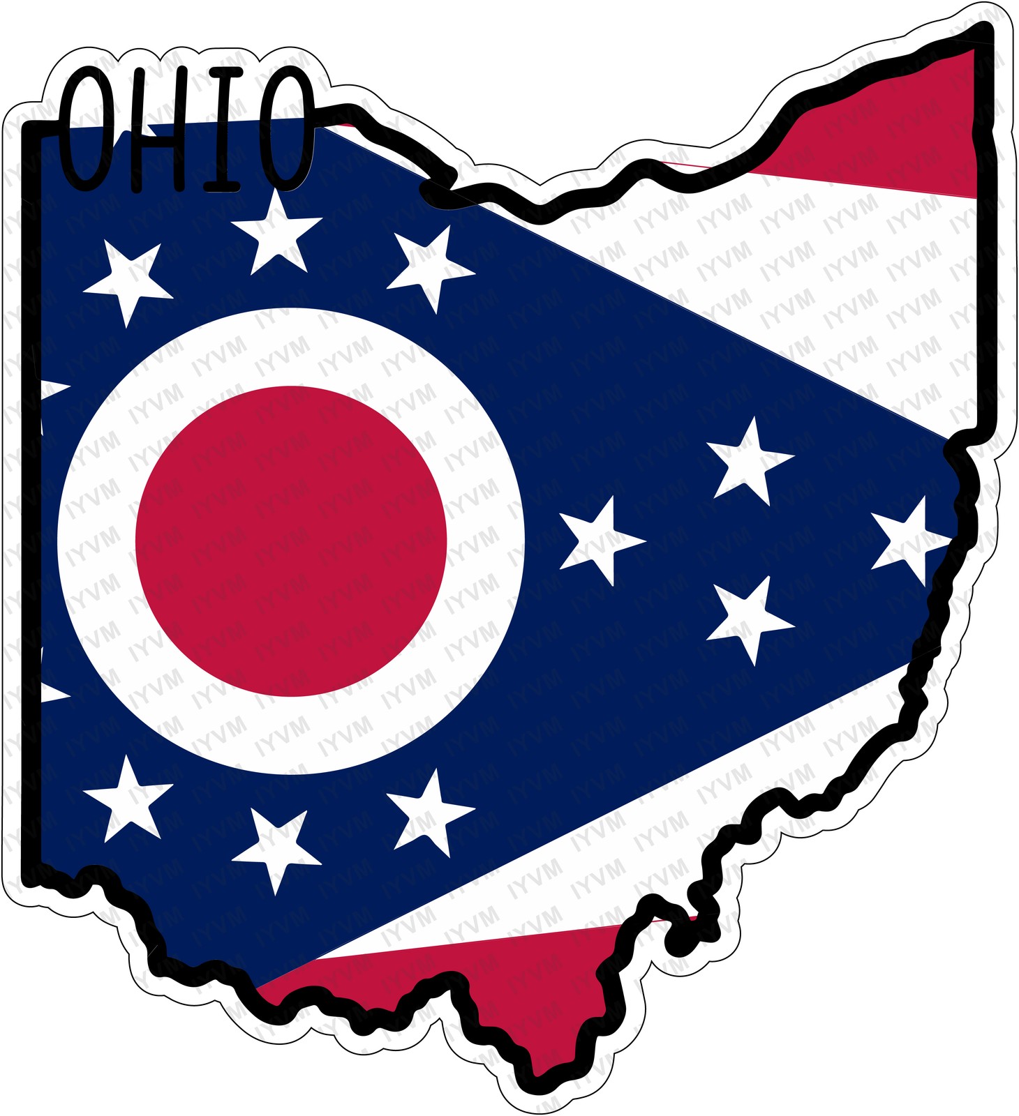 State of Ohio Flag Map Sticker Decal USA Ohio State