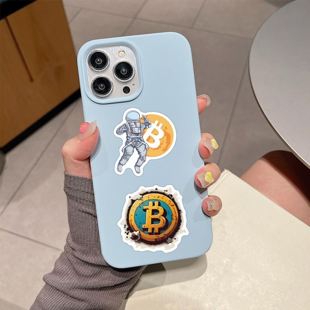 Decorate with Style – 60pcs Waterproof Bitcoin Crypto Stickers for All Ages