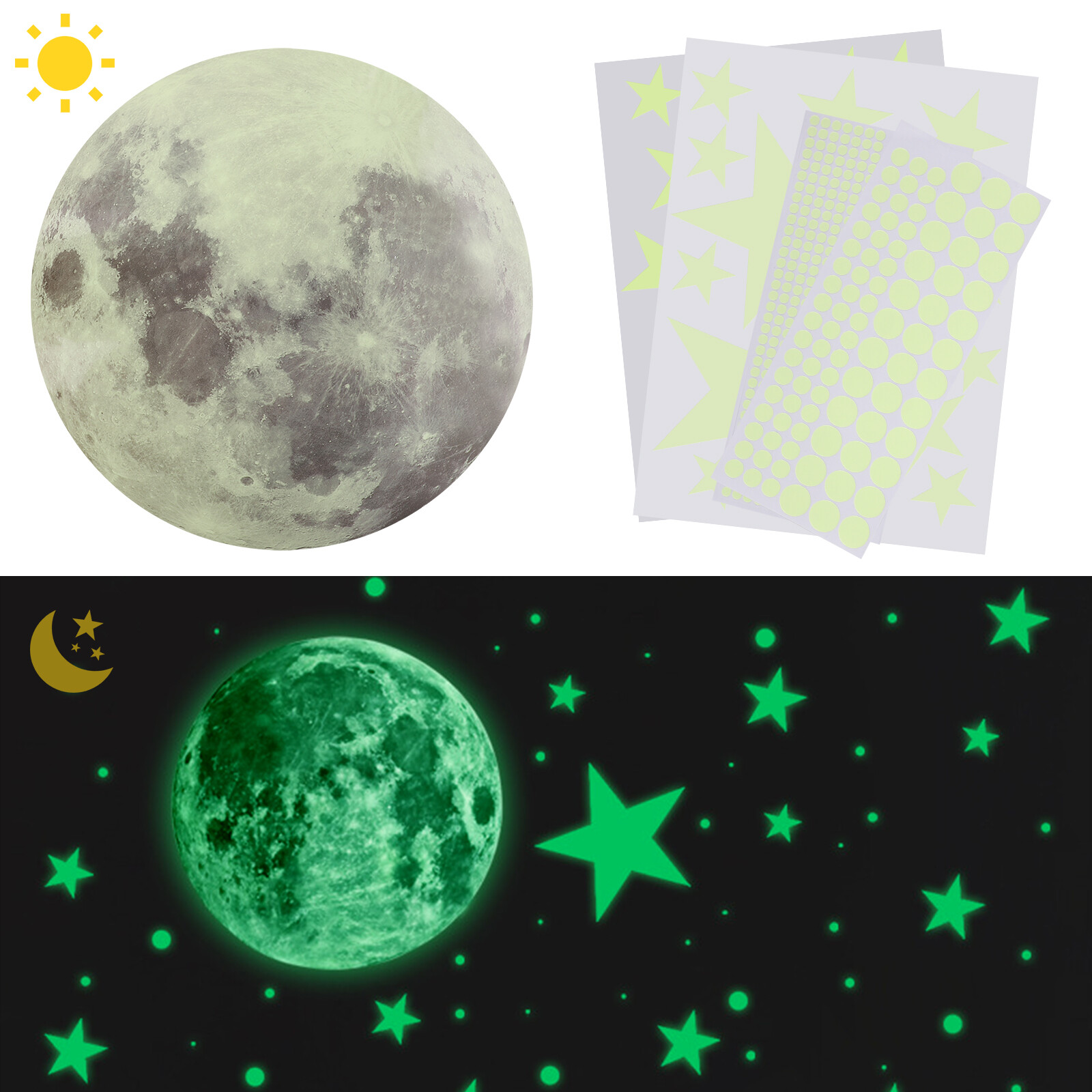 435Pcs Glow In The Dark Stars Moon Planet Space Wall Stickers Art Decor Luminous
