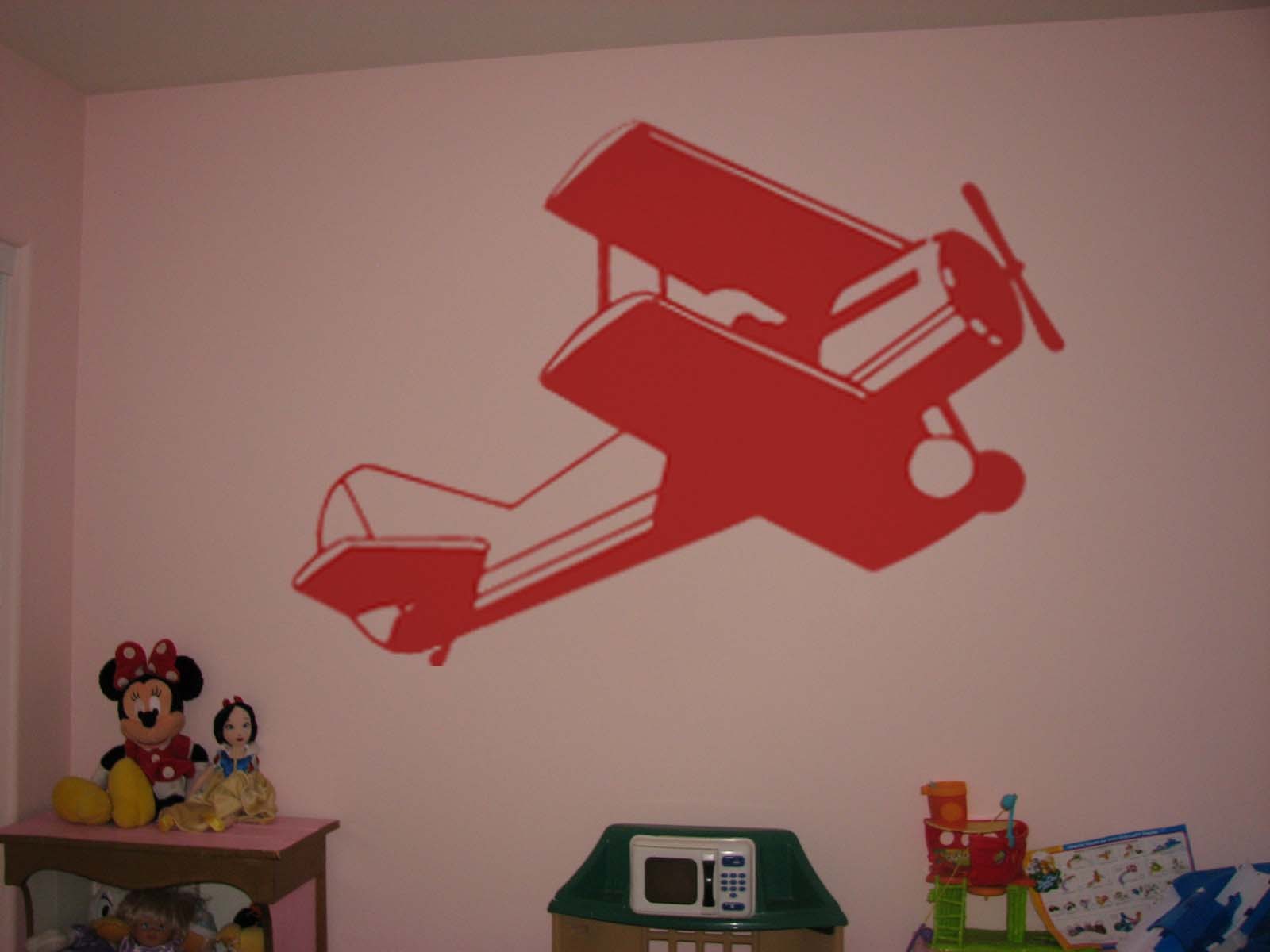 Airplane Vinyl Wall Sticker Decal Kids Room 48 in w x 34 in h