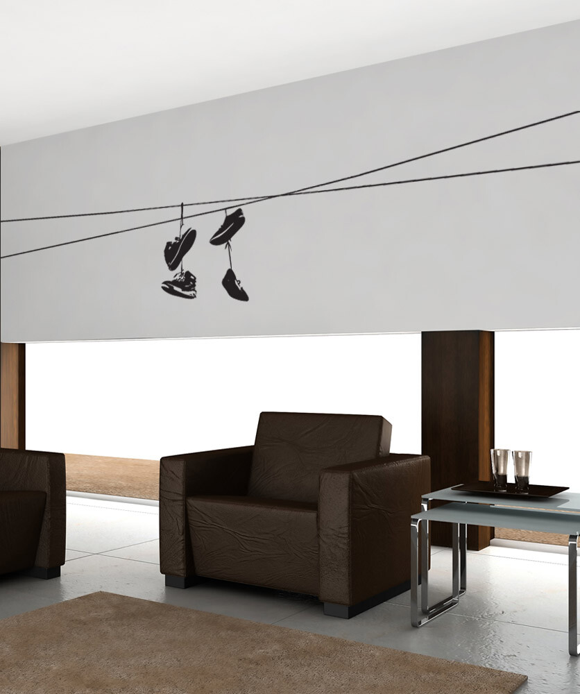 Vinyl Wall Decal Sticker Brooklyn Shoes On Wire #1529