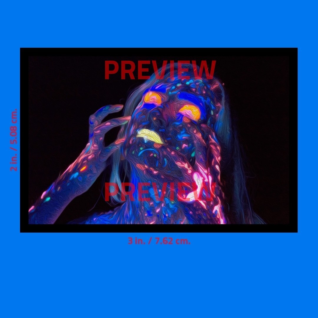 Face Paint Neon Art Sticker (SURREAL WOMAN ARTWORK) 2×3 in. Adhesive Photo Print