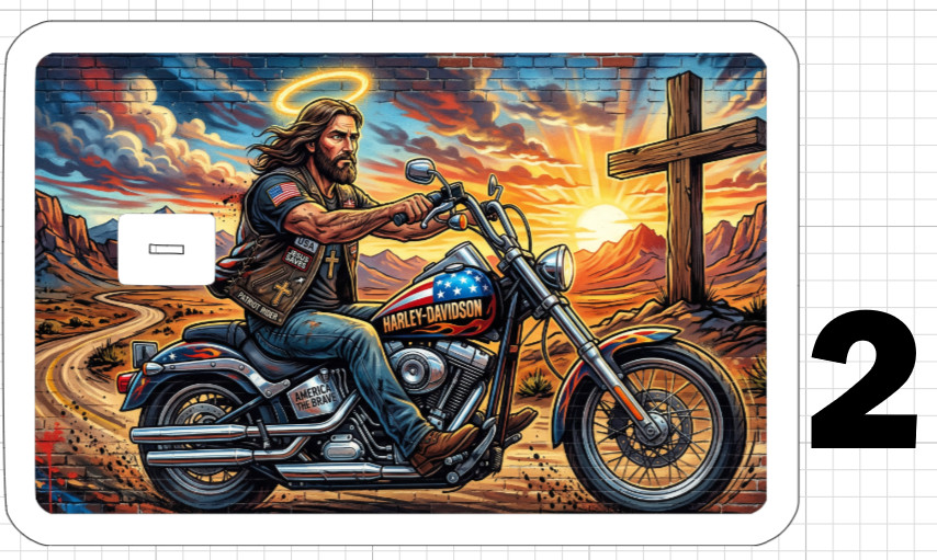 Biker Jesus Christ Loves America Credit Debit ATM Card Skin Sticker Harley Gift