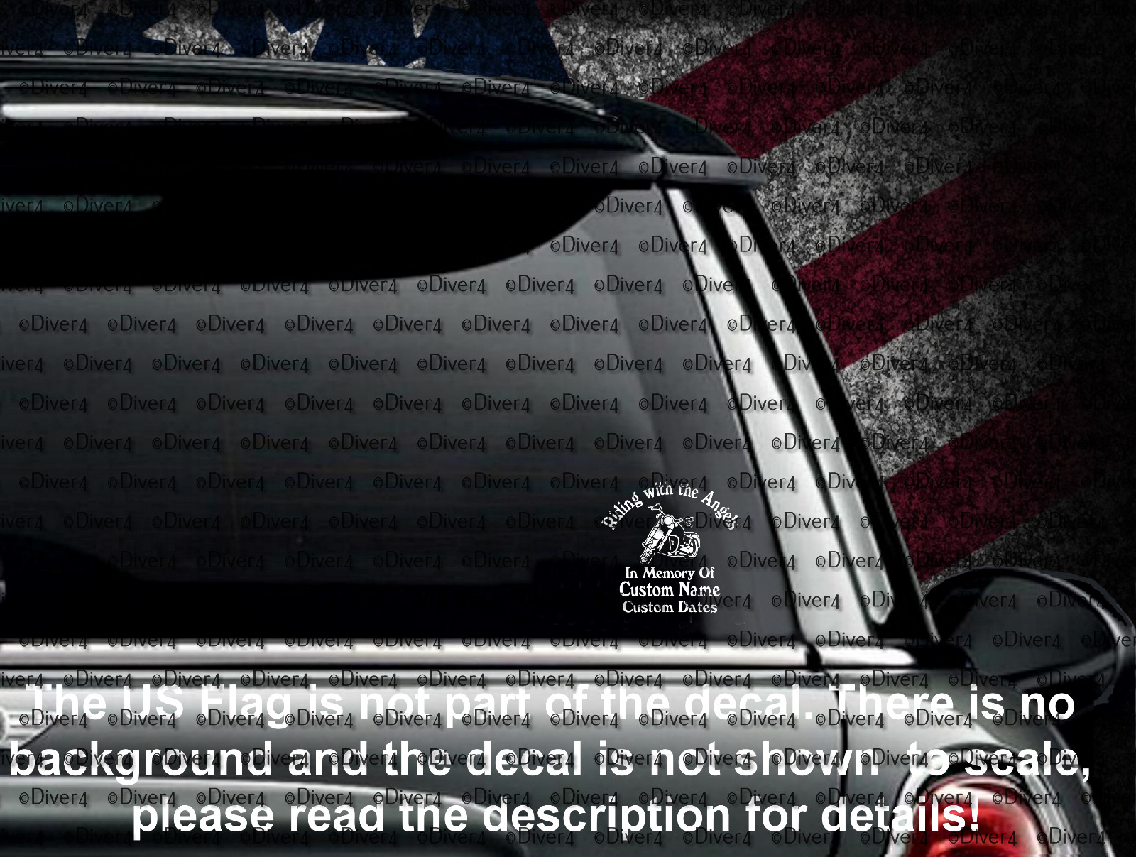 Custom Riding With The Angels Motorcycle Memorial Design 2 Decal USA Made