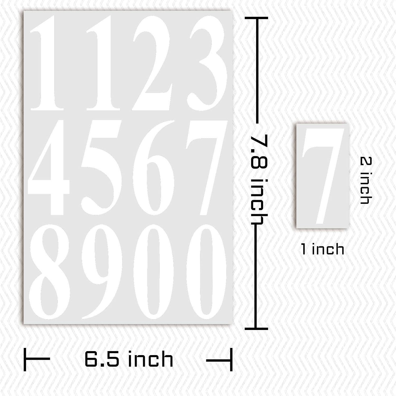 Die Cut White Vinyl Numbers Stickers 2 Inch Self Adhesive – 3 Sets – Premium