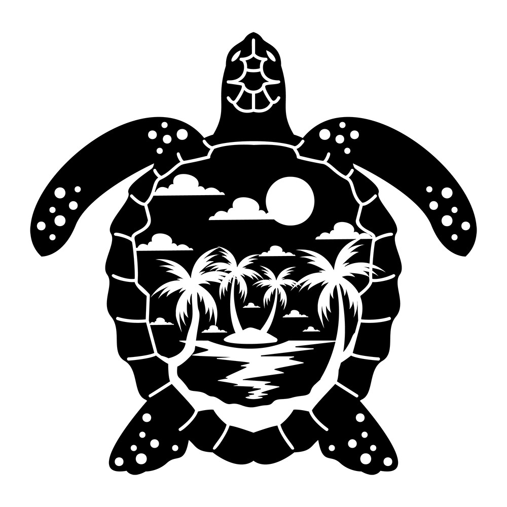 6" Tropical Island Sea Turtle Vinyl Decal Sticker