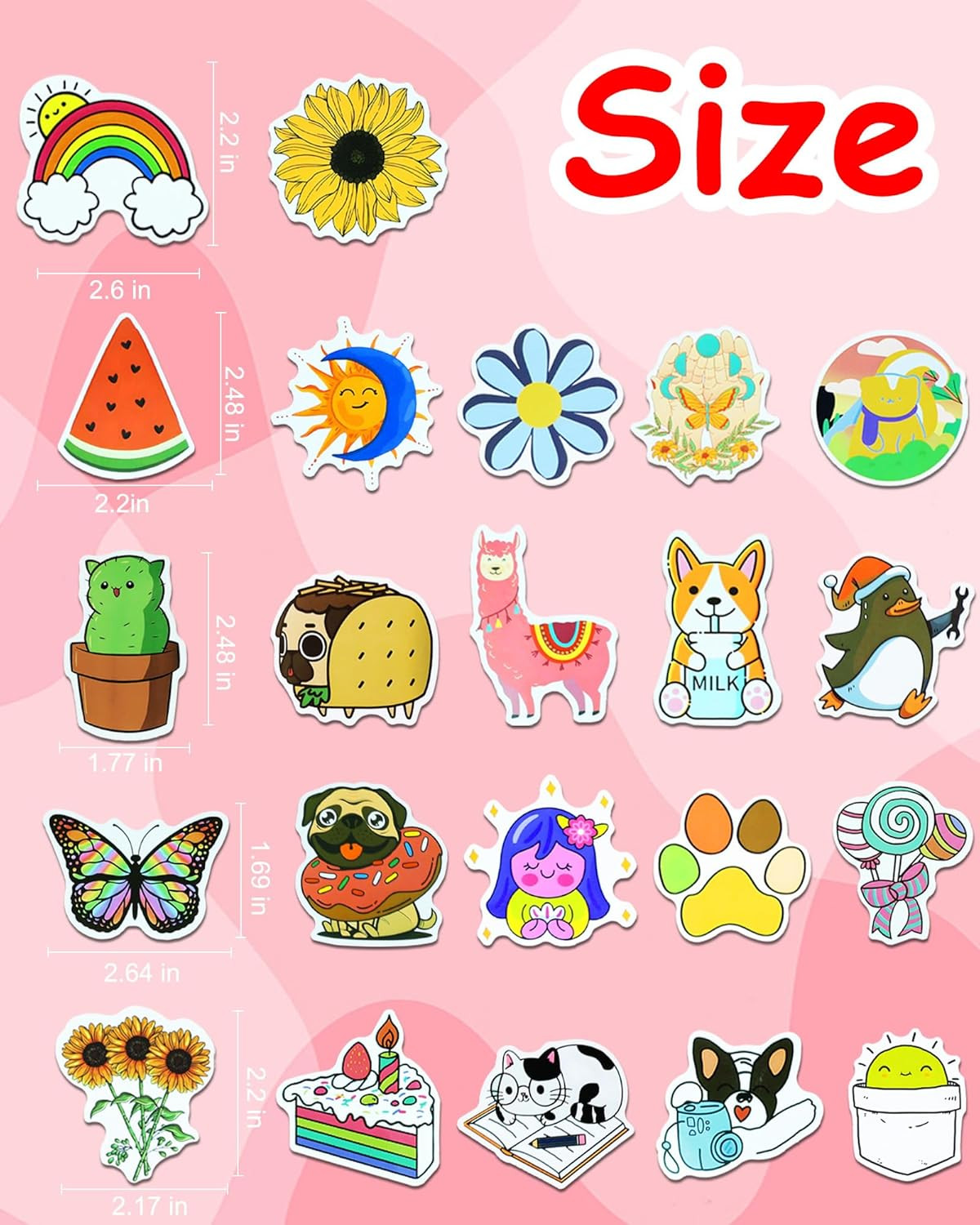600Pcs Water Bottle Stickers for Kids, Cute Stickers for Water Bottles, Vinyl Wa
