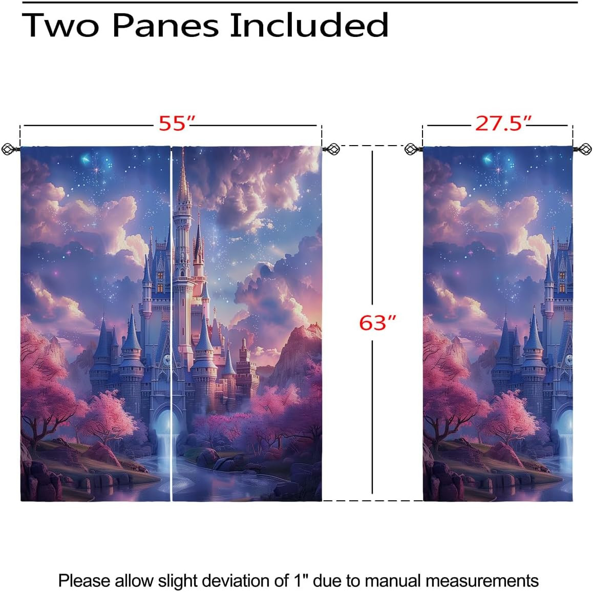Magic Castle Blackout Curtains for Girls Boy Home Decor, Castle Fairy Tale Worl