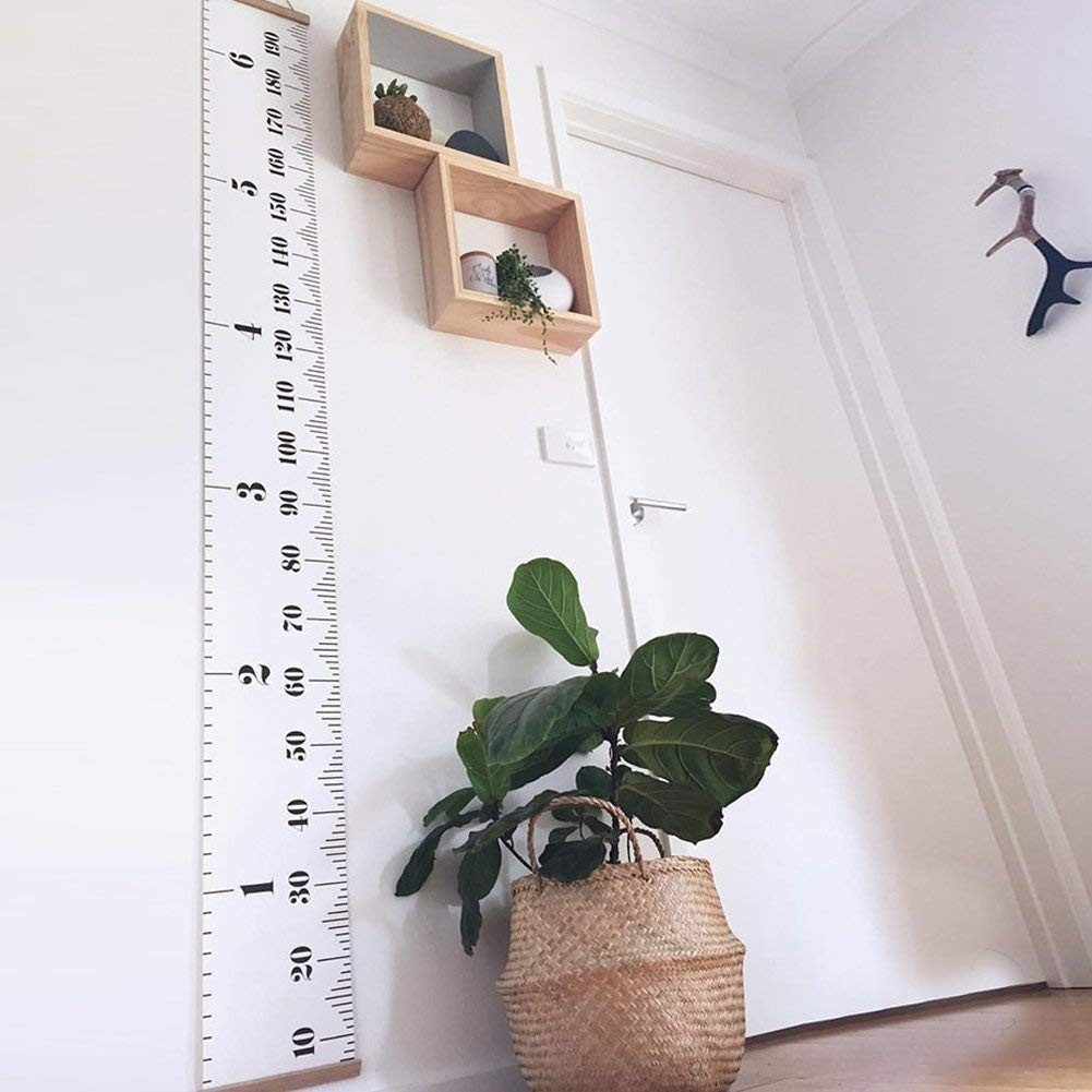 Mibote Baby Growth Height Chart Handing Ruler Wall 79" x 7.9", Black & White
