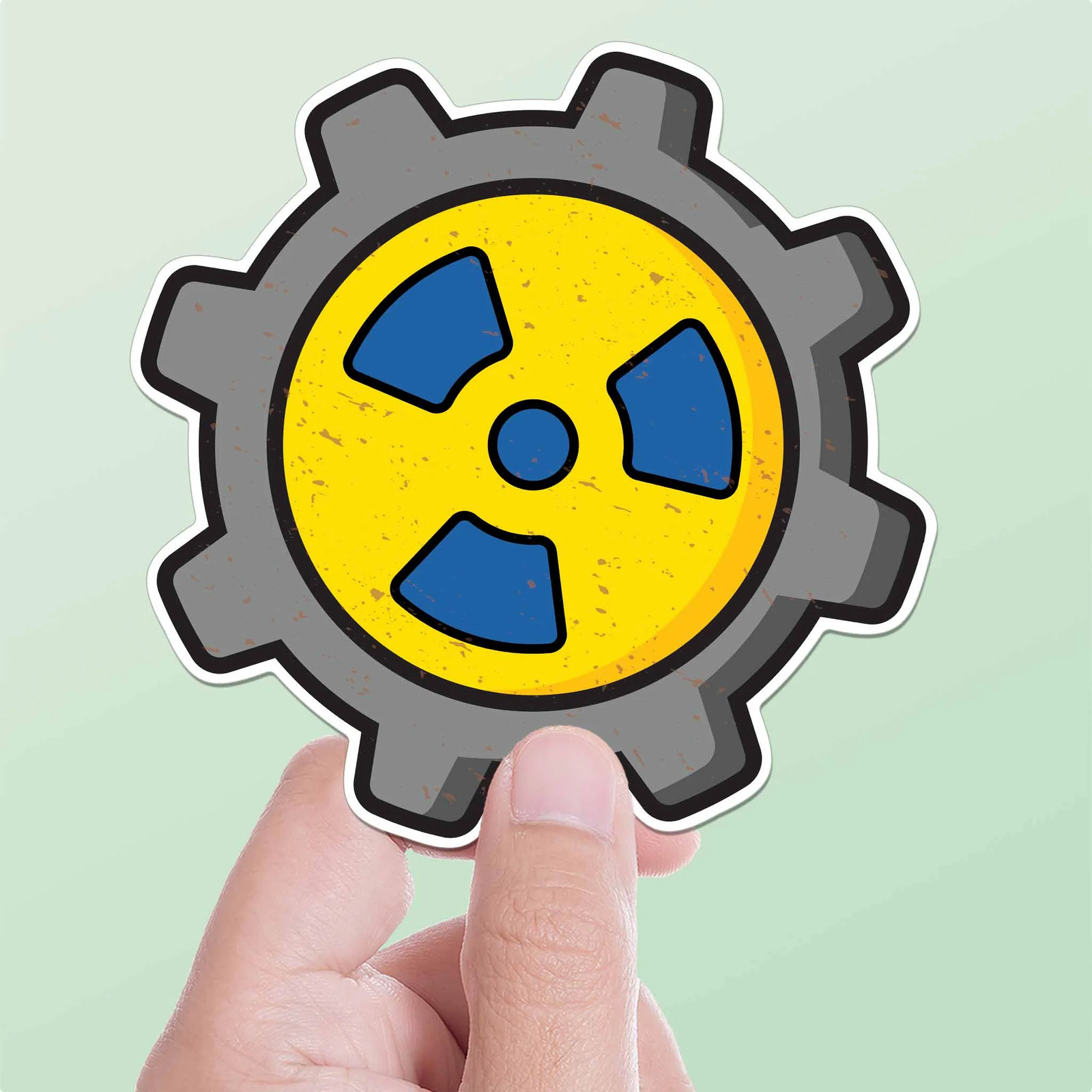 Nuclear Gear Post Apocalyptic Gaming Sticker – Cool Video Game Decal for Laptop