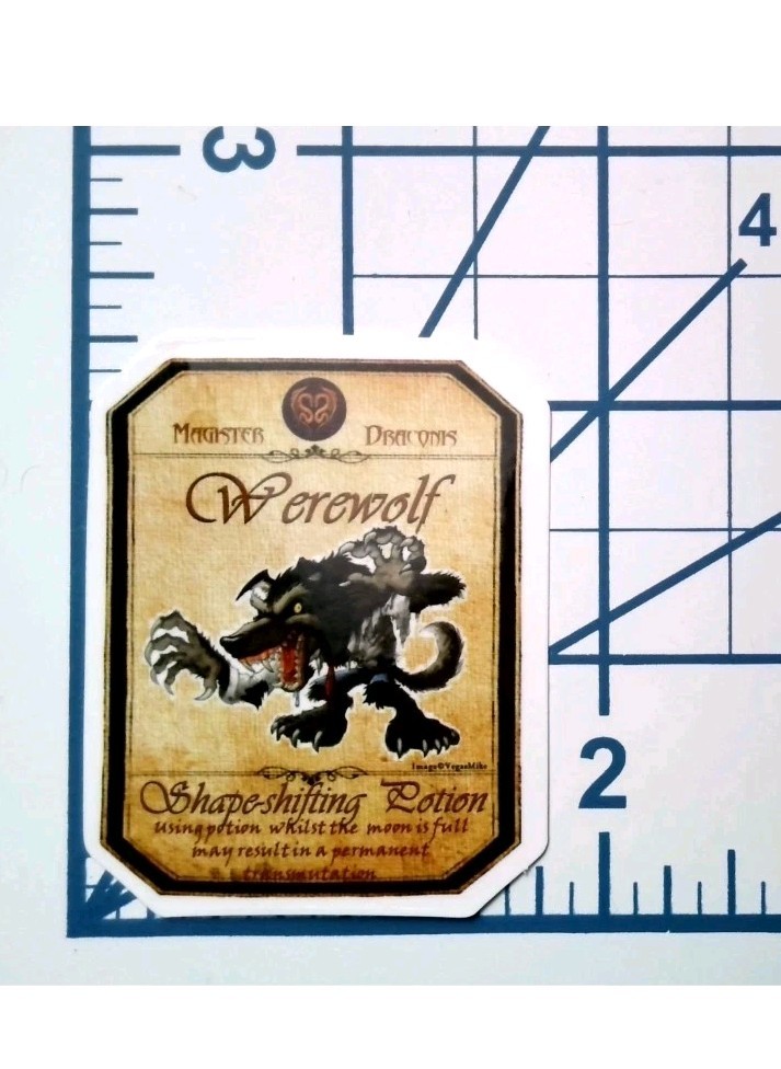 Werewolf Sticker Shape Shifting Potion Vinyl Die Cut Scrapbook Journal Decal