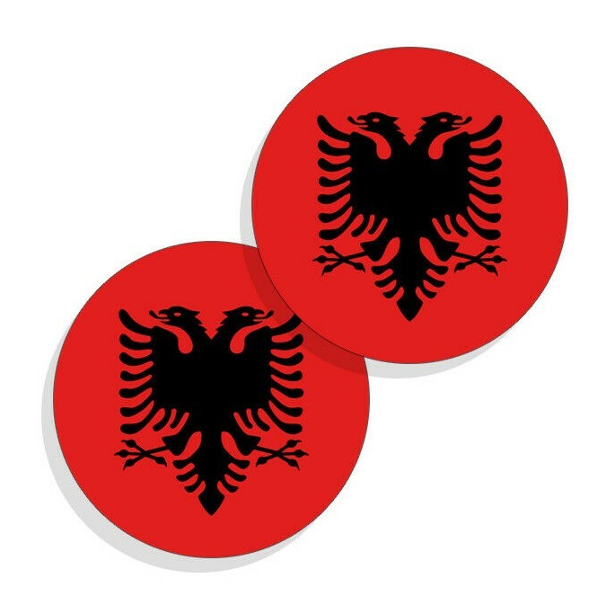Albania Flag Stickers Flag Decals Vinyl Indoor Outdoor Stickers Round Set of 4