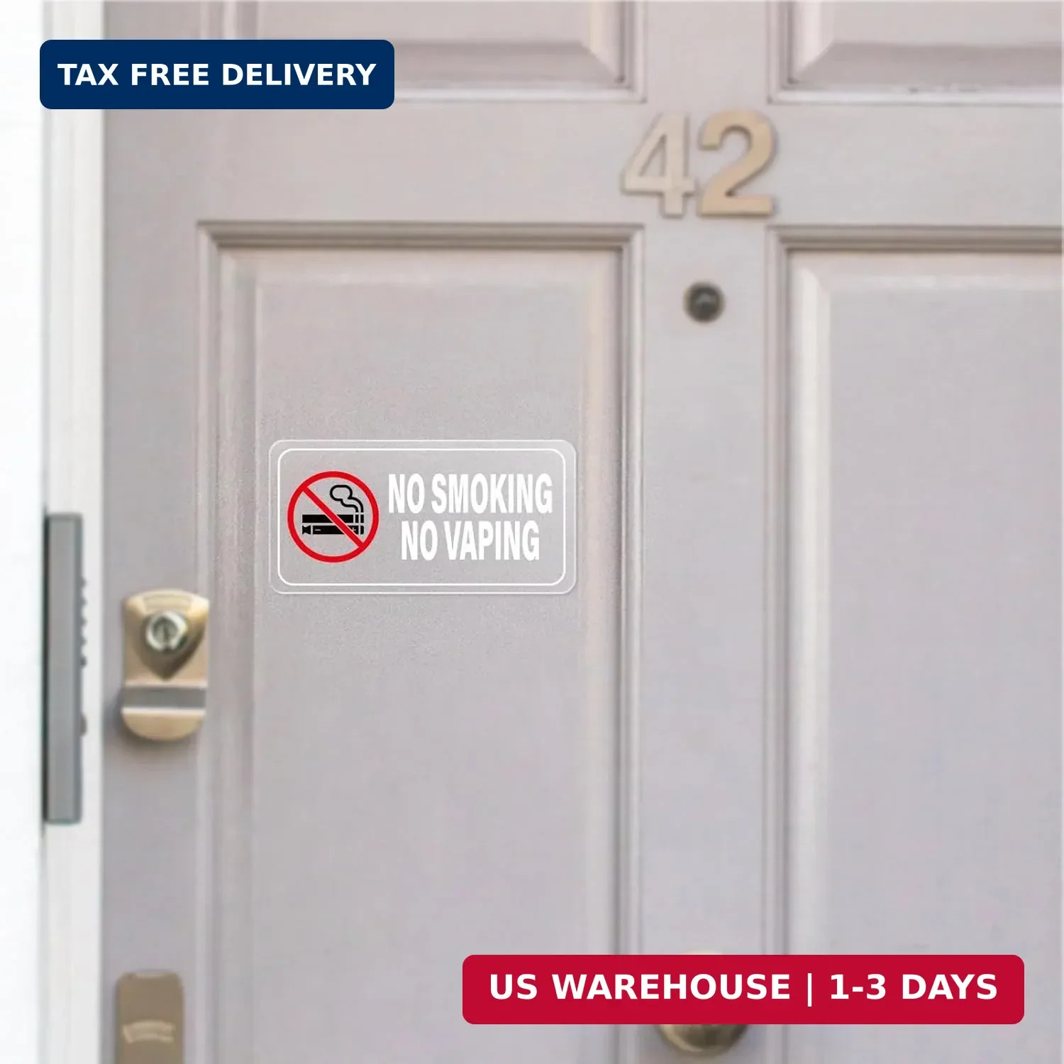 10 Pack No Smoking No Vaping Sticker 2 × 4 Inch Vinyl Self-Adhesive Door Decals