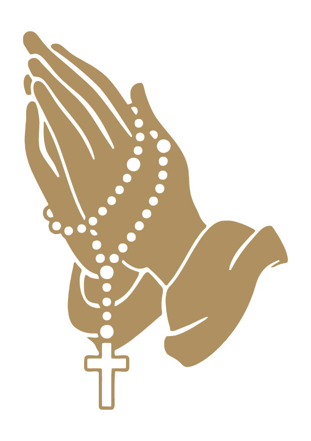 Praying Hands With Rosary Beads die cut decal multicolor Made in USA