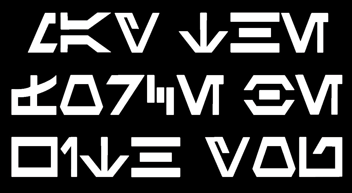 MAY THE FORCE BE WITH YOU, AUREBESH, STAR WARS ALPHABET, Decal Sticker for Cars.