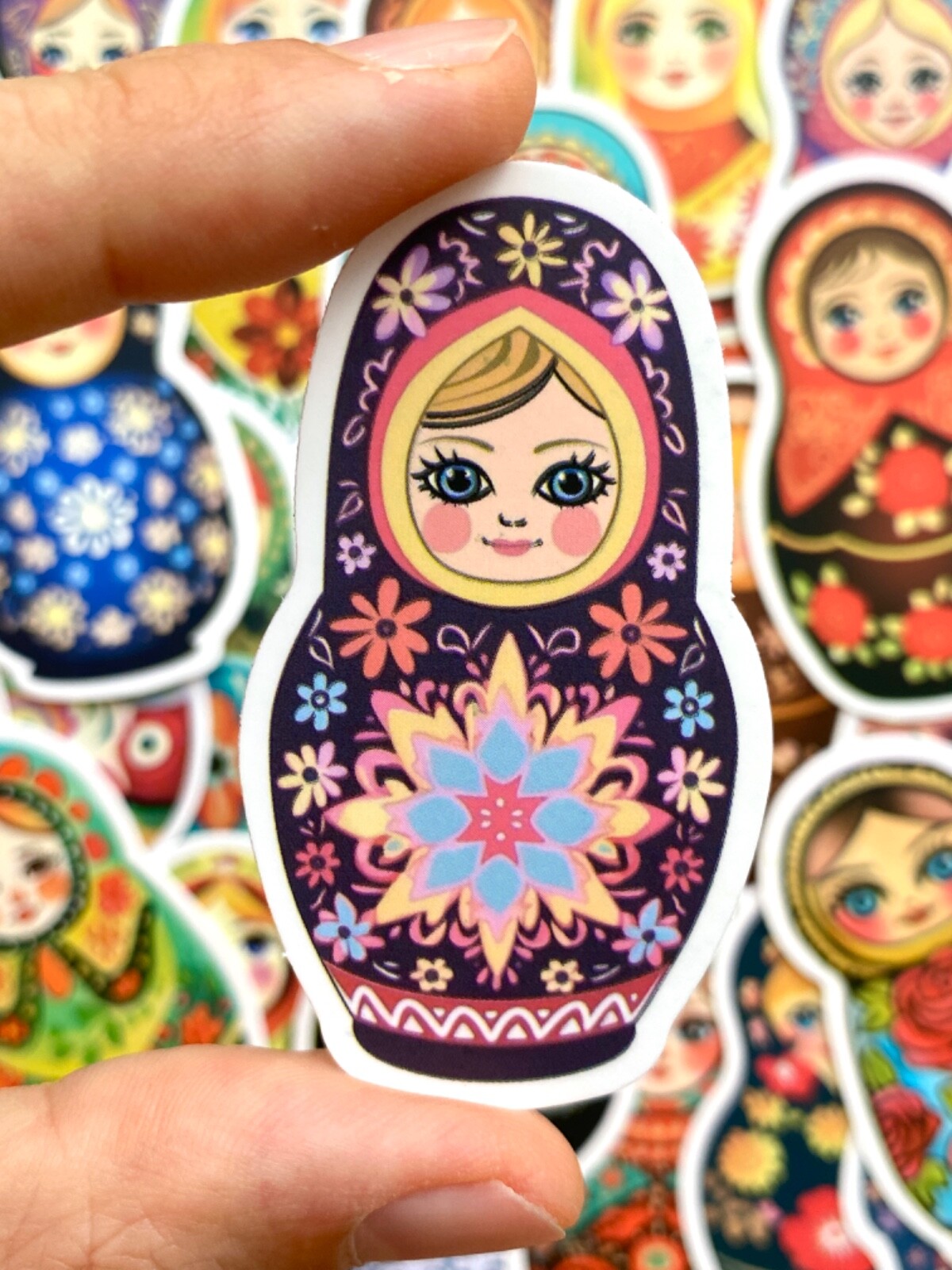 5-50 pcs Matryoshka Doll Stickers, Cute Russian Nested Doll Phone Laptop Decals