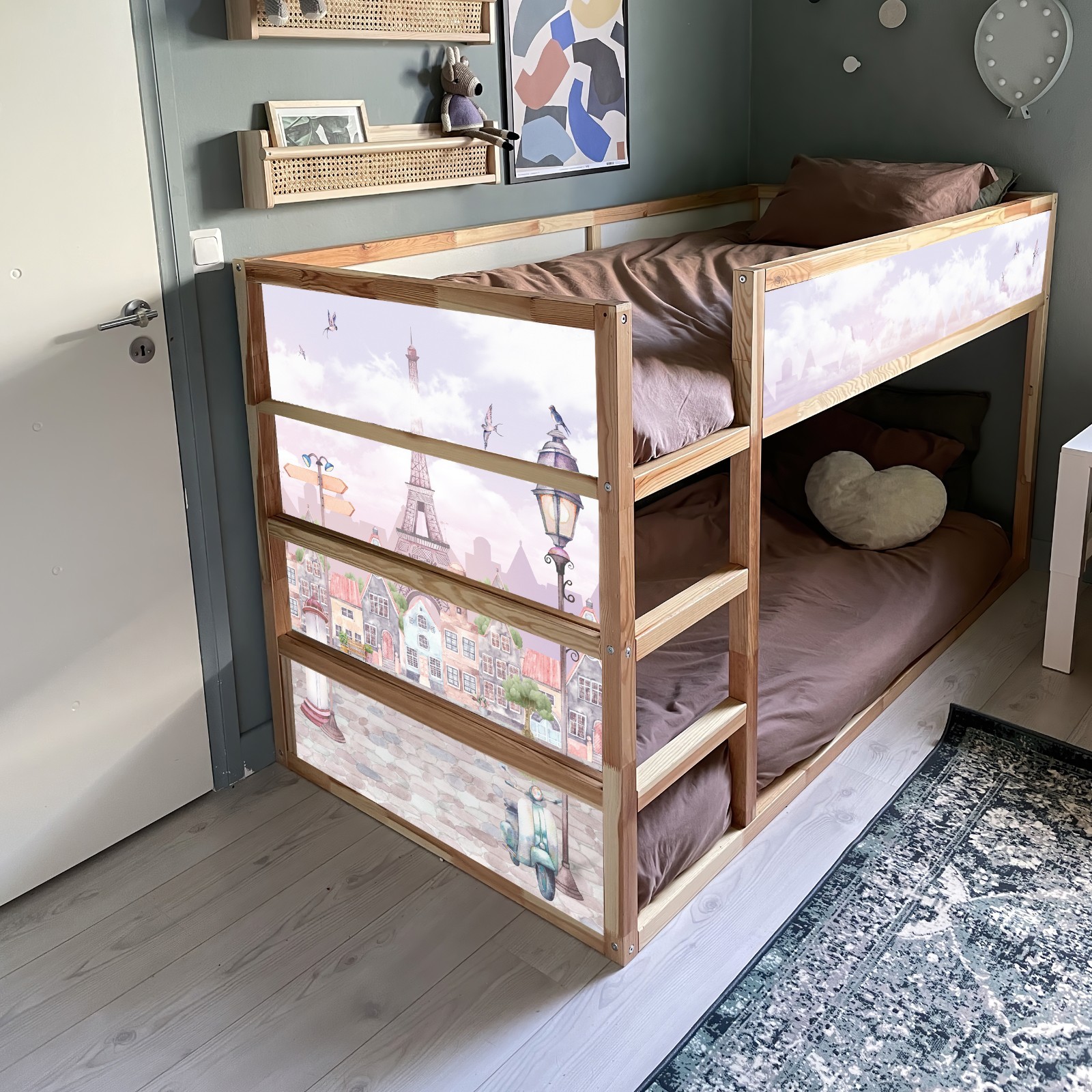 Whimsical Llama IKEA KURA Bed Decals, Pastel Vinyl Stickers, Peel and Stick