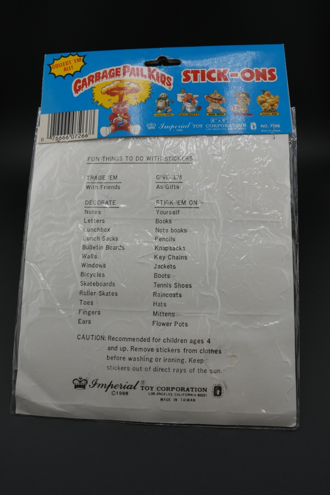 Vintage Garbage Pail Kids Stick On Name Tags Sticker Set Art GPK 1986 Set of 11