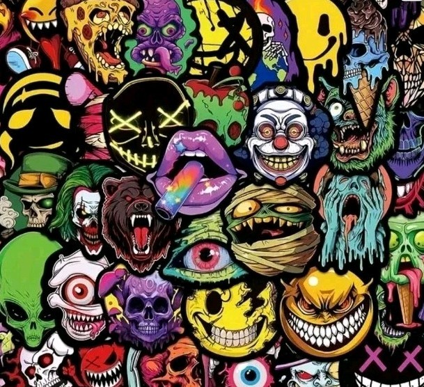 New Creepy Horror Skulls Stickers 25 Randomly Picked…all Different