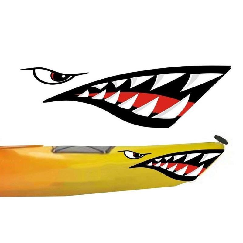 2 Shark Teeth Mouth Reflective Decals Graphics Sticker for Kayak Canoe Car Truck